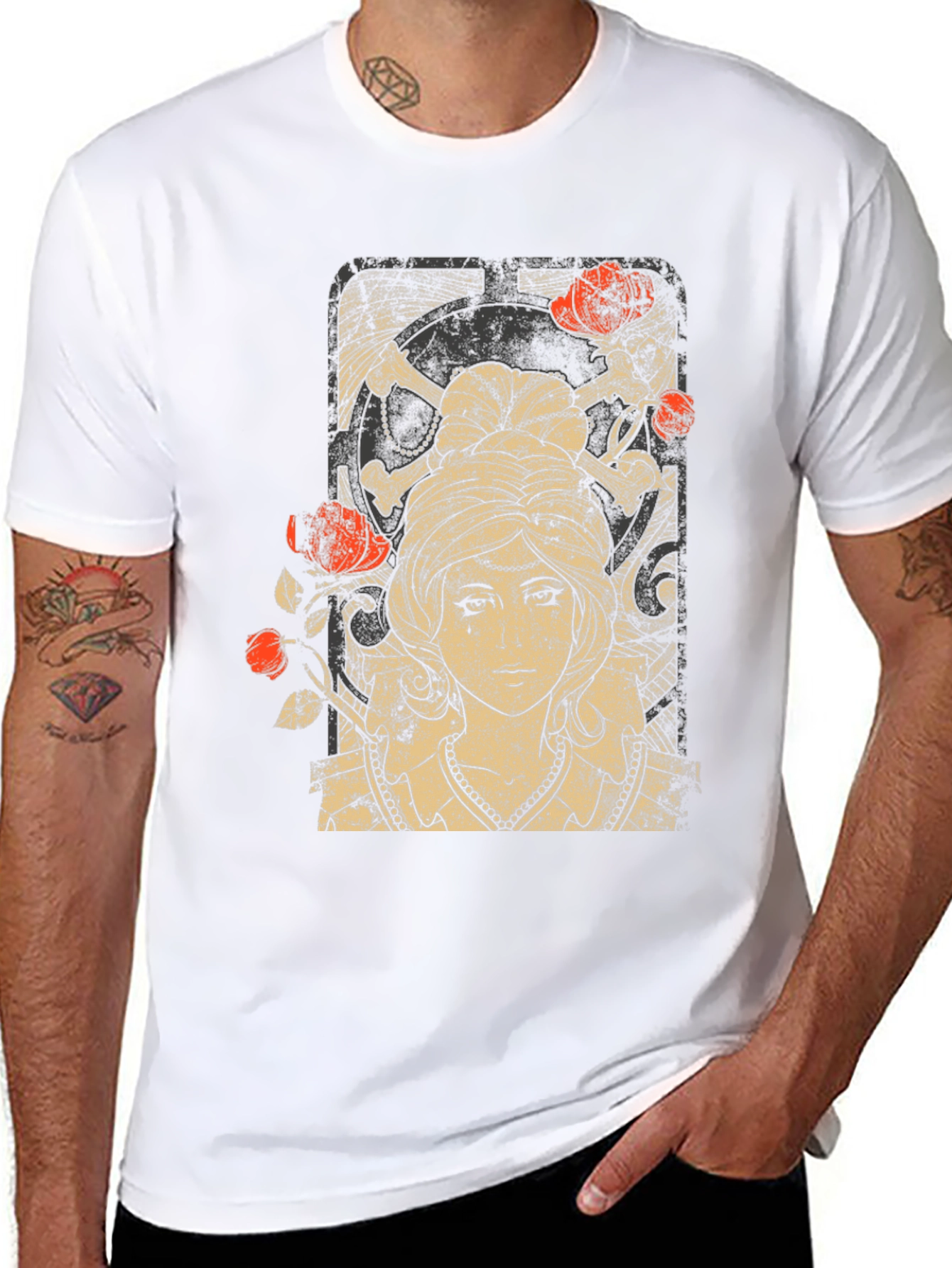 Gothic Maiden T-Shirt: Roses & Skulls