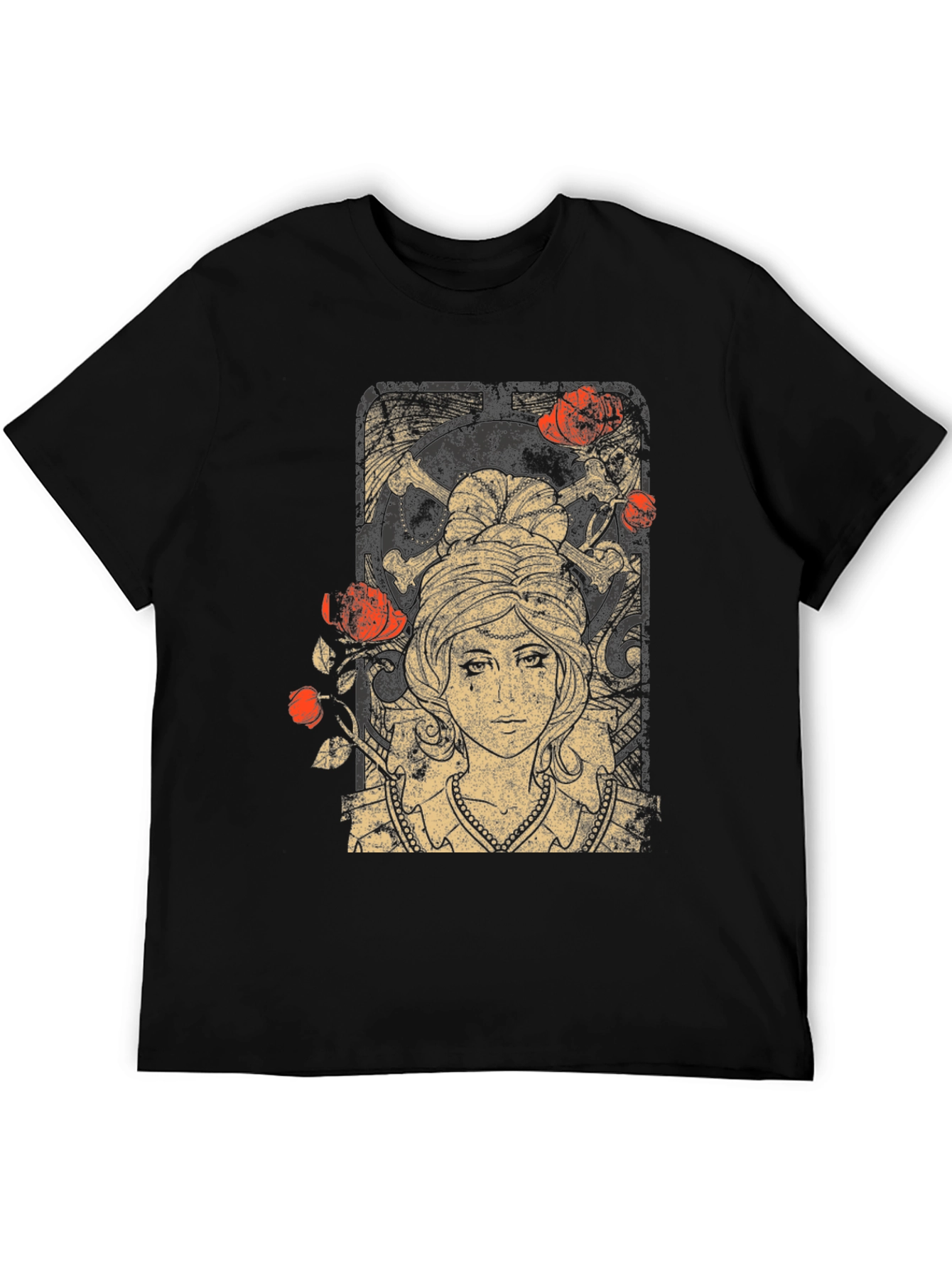 Gothic Maiden T-Shirt: Roses & Skulls