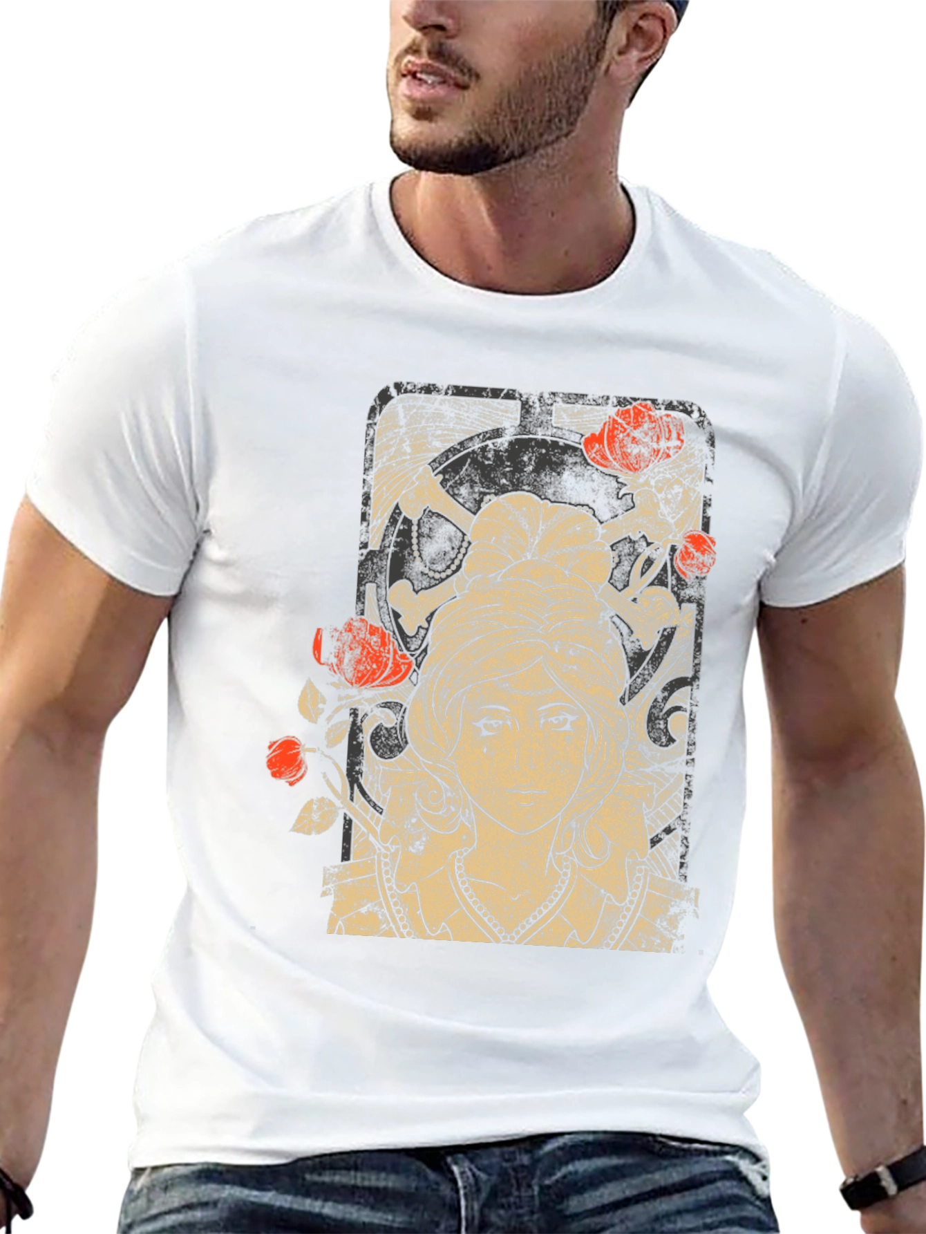 Gothic Maiden T-Shirt: Roses & Skulls