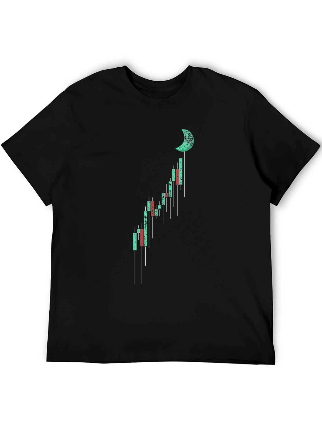 Moon Chart Graphic Tee - Black Cotton Casual