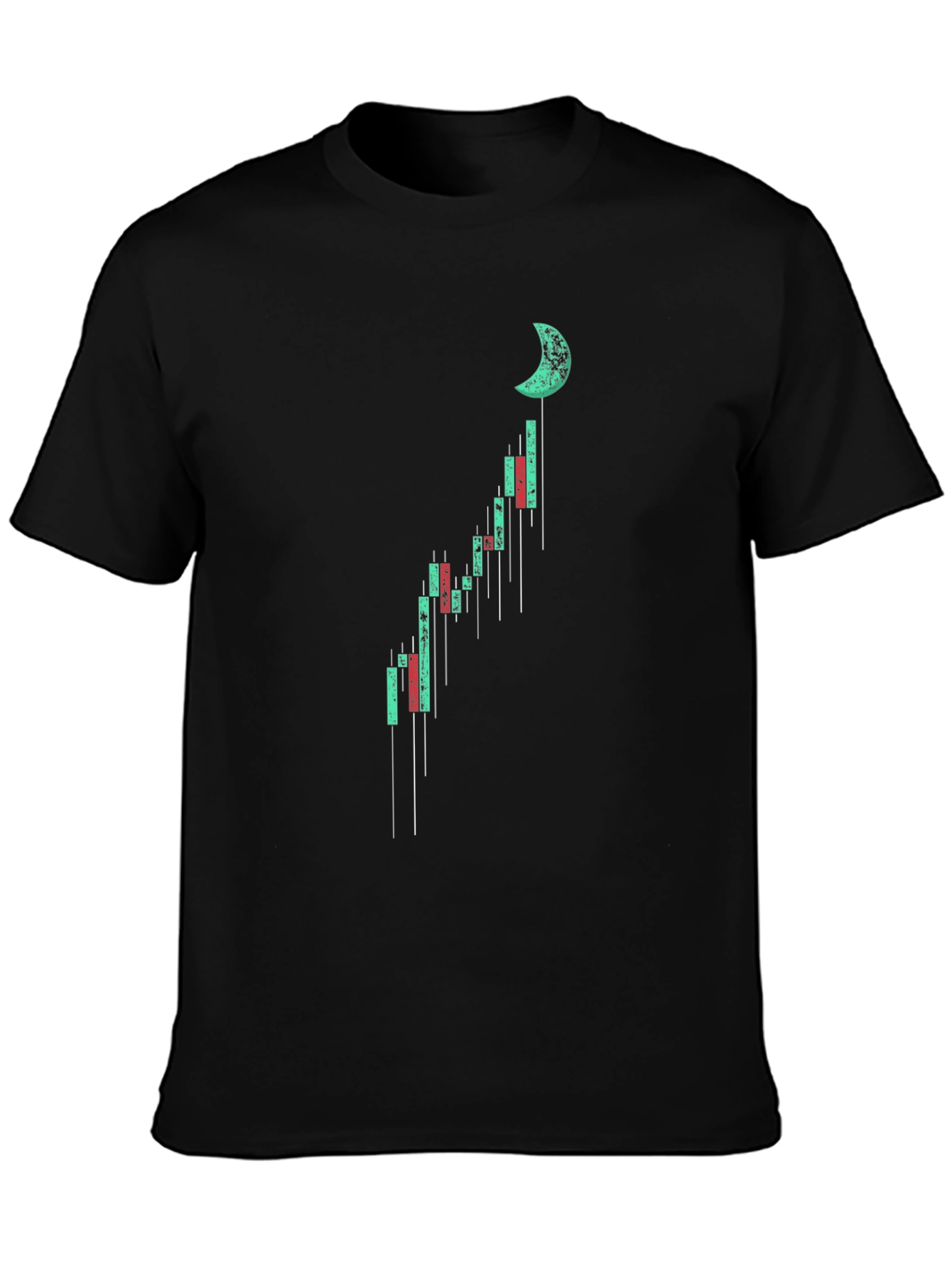 Moon Chart Graphic Tee - Black Cotton Casual