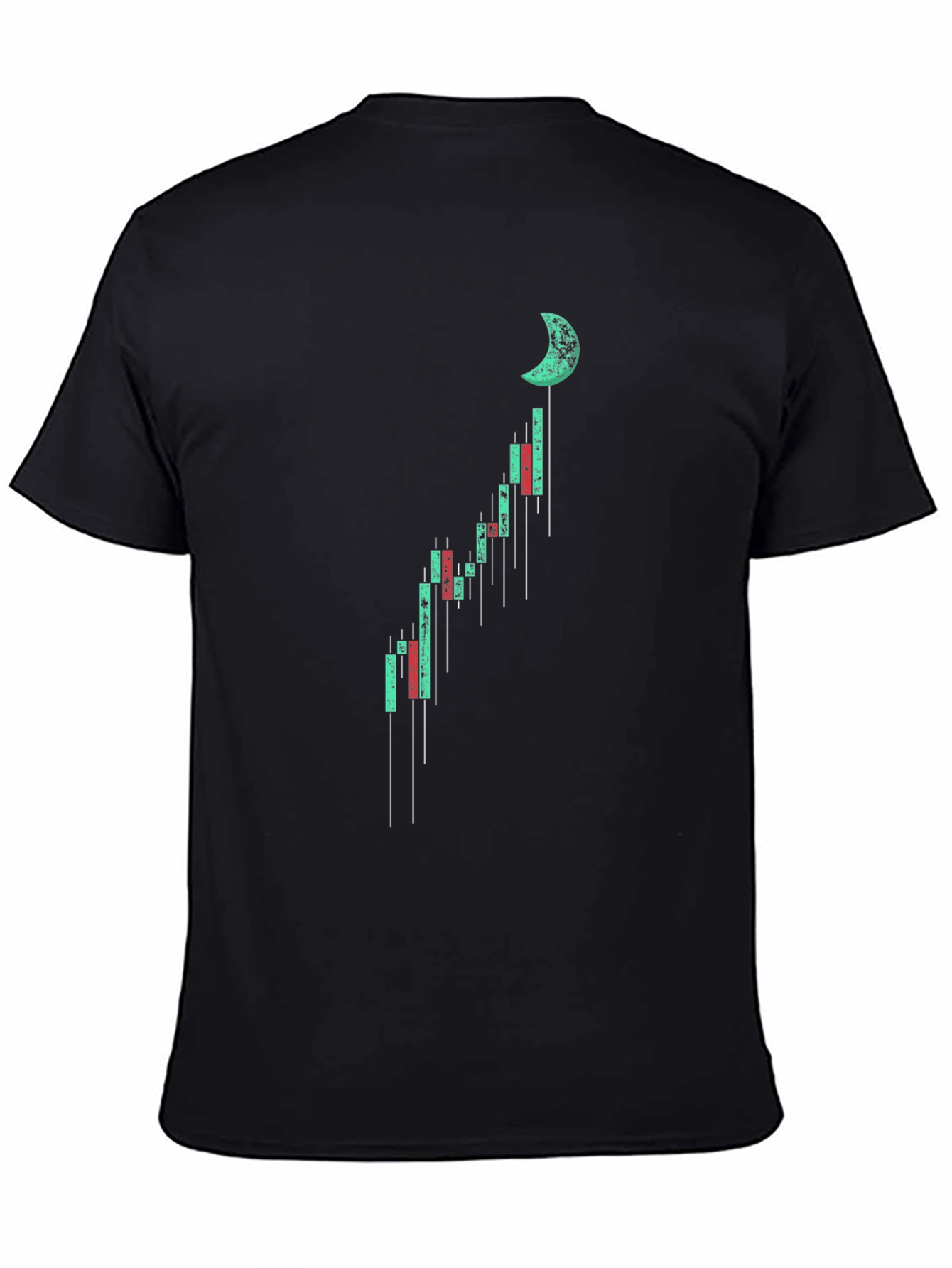 Moon Chart Graphic Tee - Black Cotton Casual