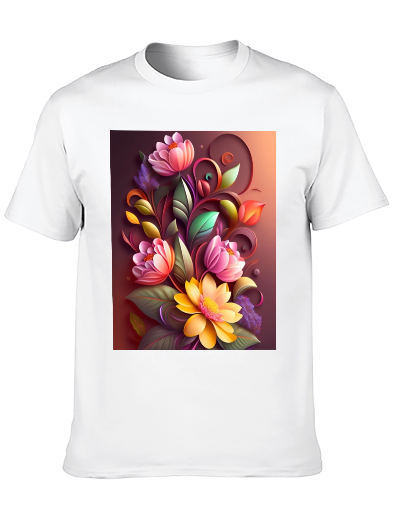 Floral Design Black T-Shirt