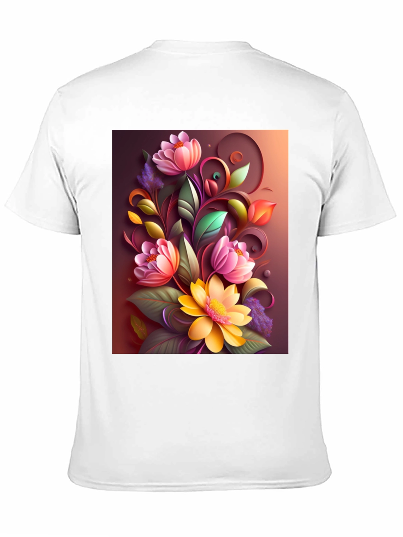 Floral Design Black T-Shirt