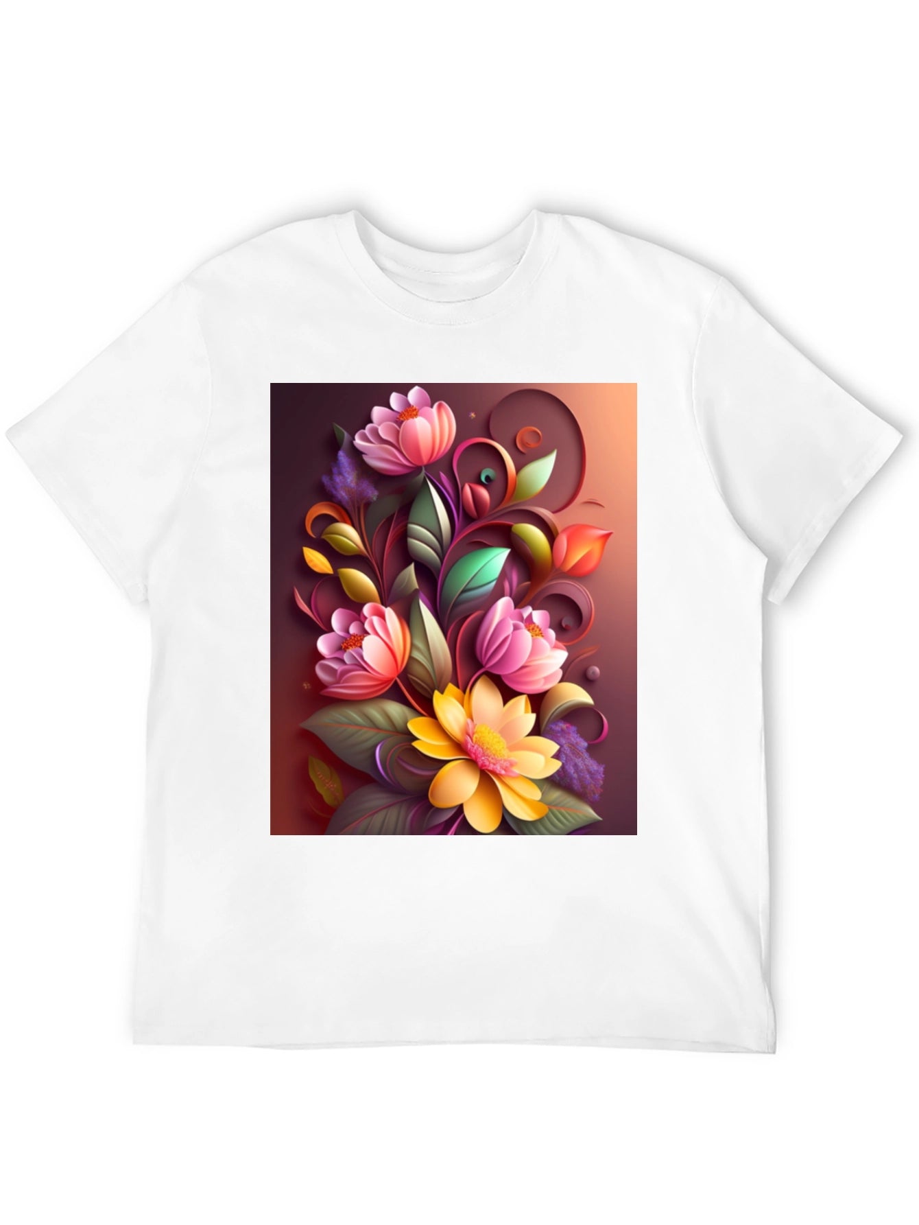 Floral Design Black T-Shirt