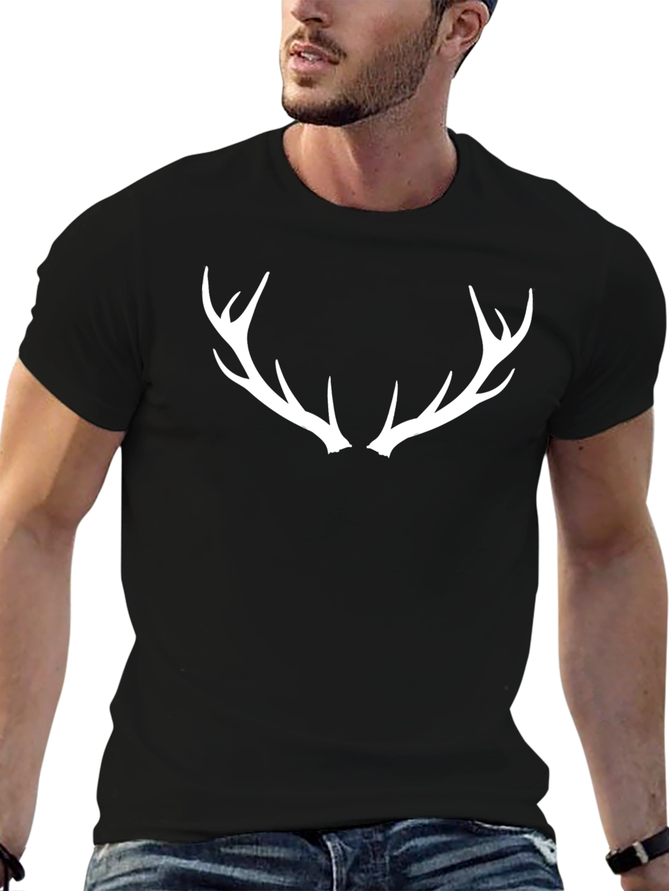Antler Graphic Tee - Black Cotton Blend