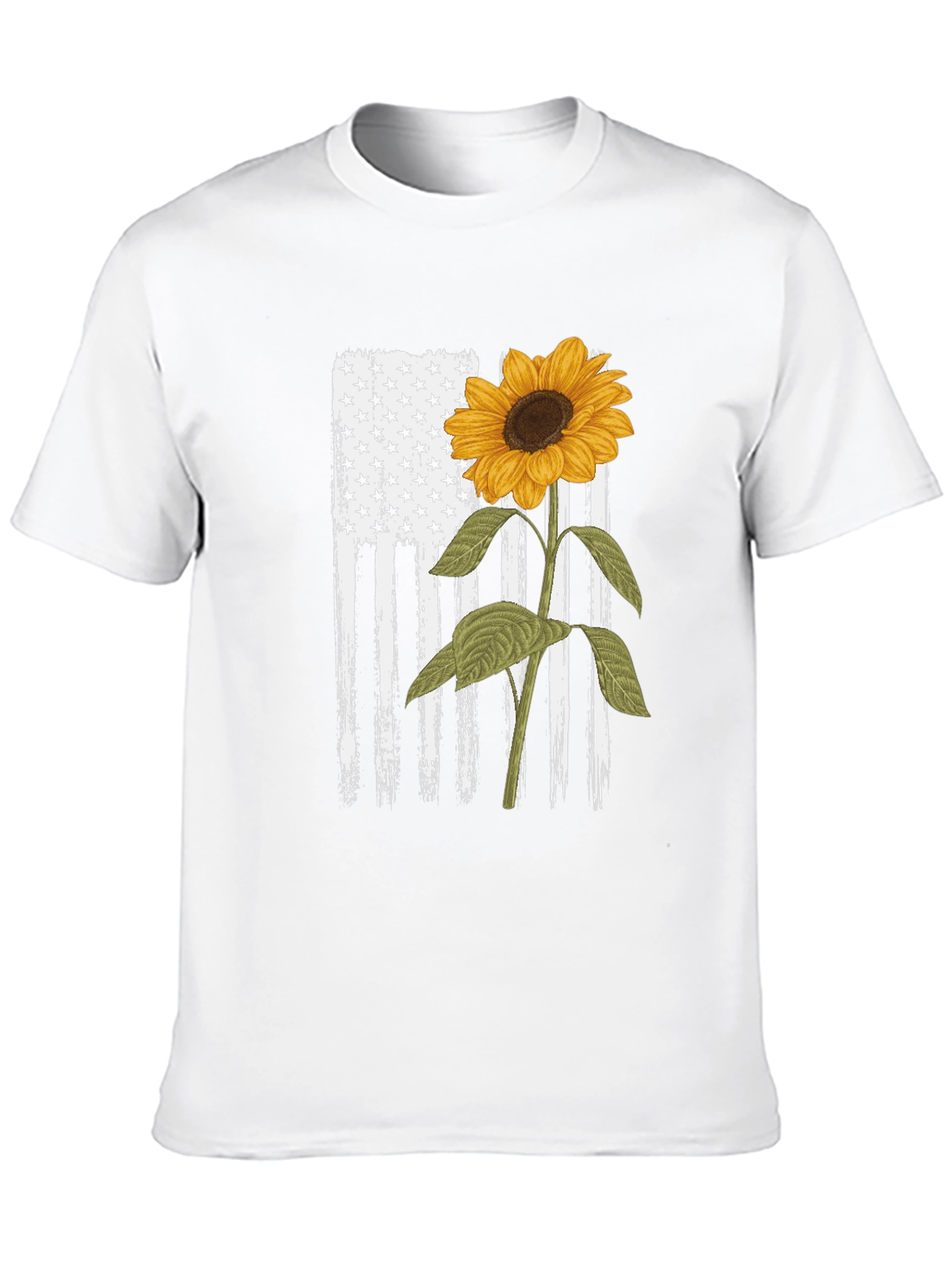 Sunflower American Flag Graphic T-Shirt