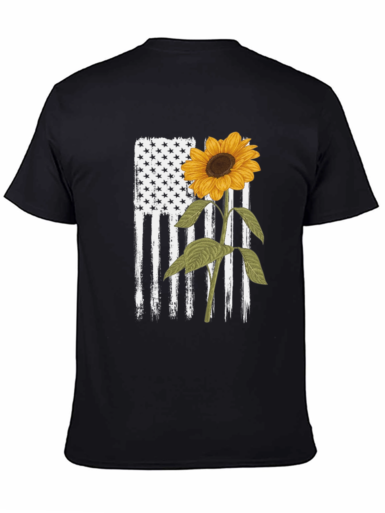 Sunflower American Flag Graphic T-Shirt