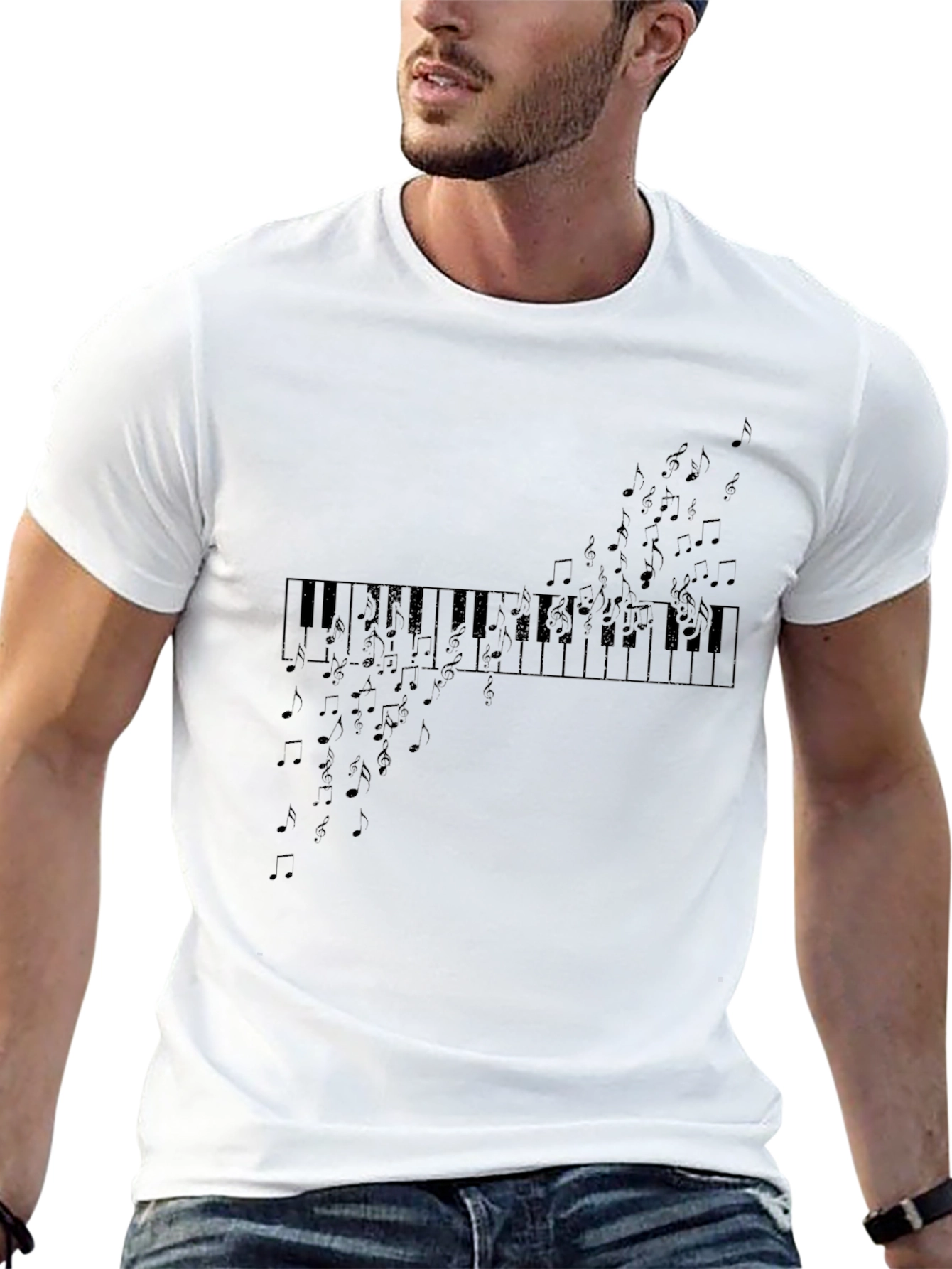 Musical Piano Notes Black T-Shirt