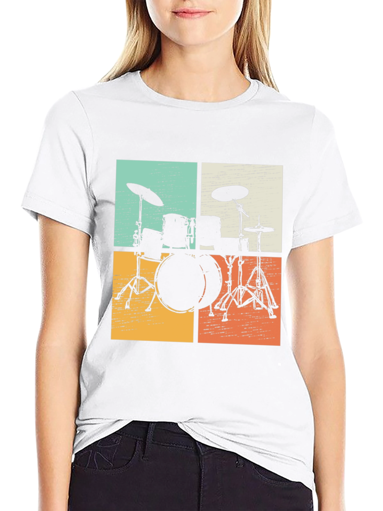 Retro Drum Set Graphic Tee - Musicians Style