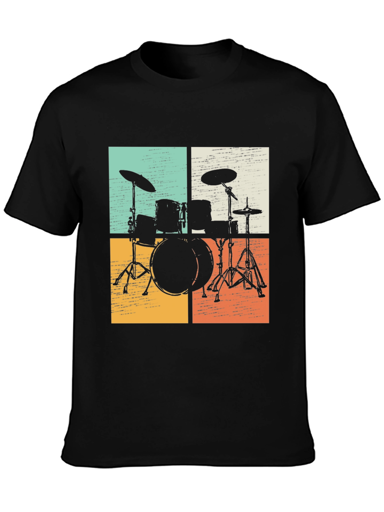 Retro Drum Set Graphic Tee - Musicians Style