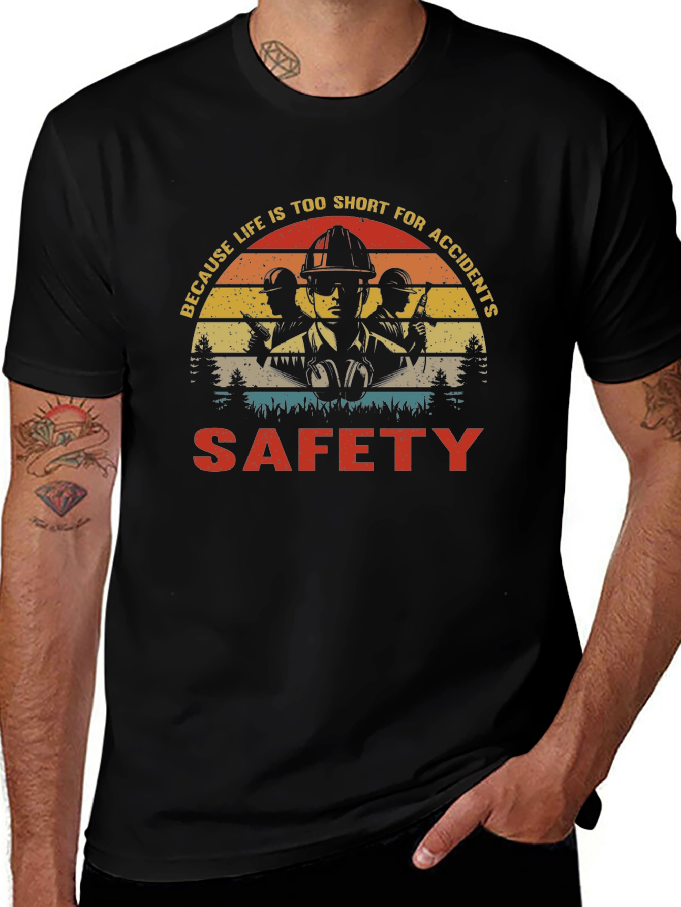 Safety First T-Shirt - Short Life Avoid Accidents