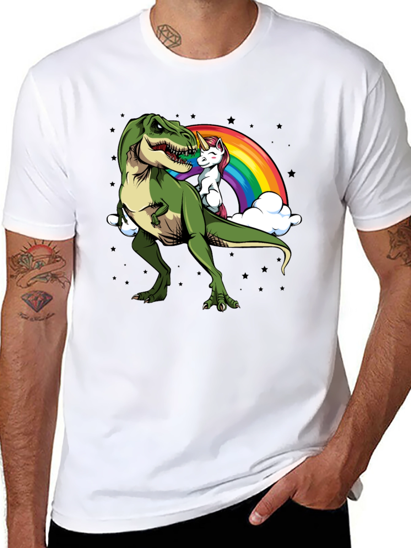 Dino Unicorn Rainbow Graphic Tee