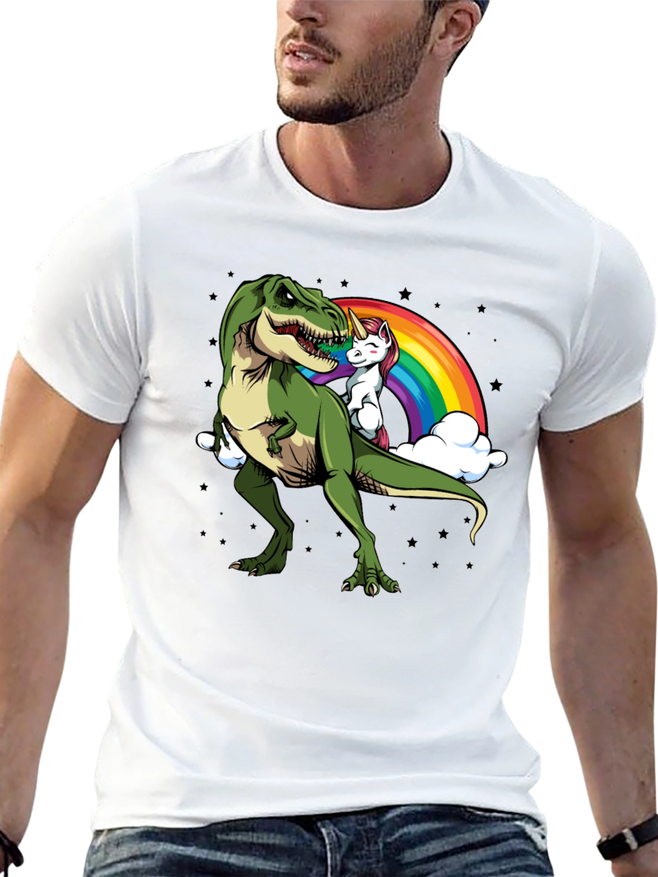 Dino Unicorn Rainbow Graphic Tee