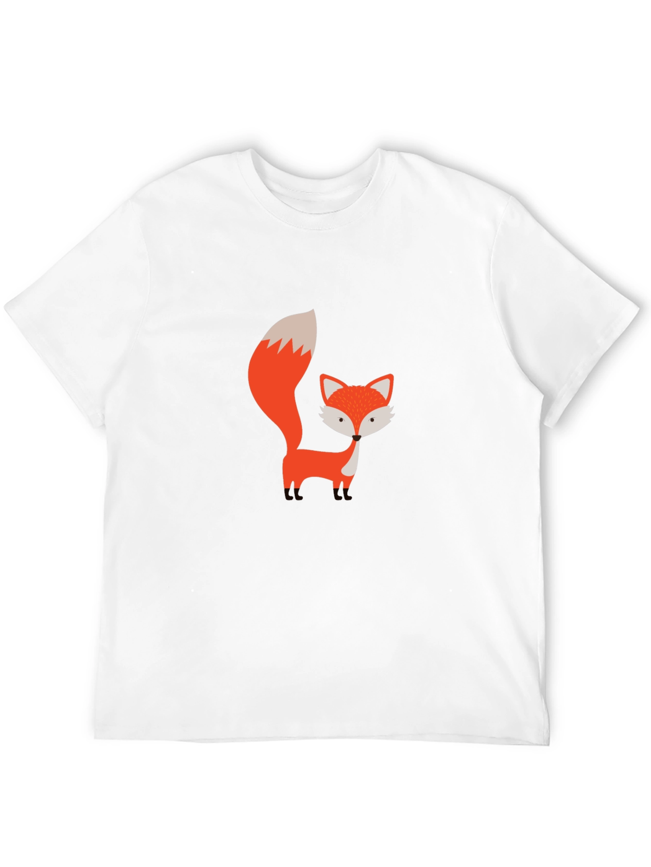 Cute Cartoon Fox Graphic Black T-Shirt