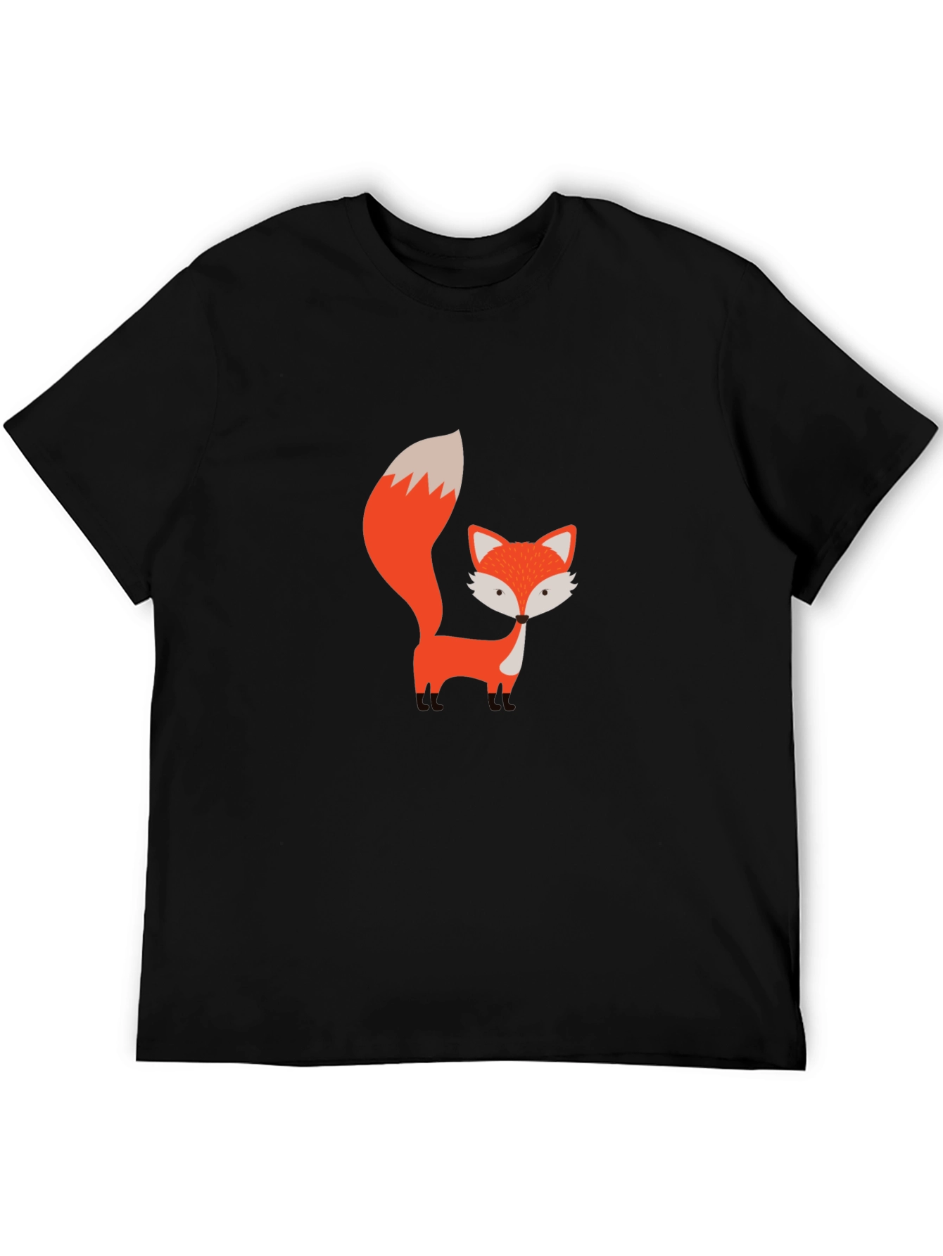Cute Cartoon Fox Graphic Black T-Shirt