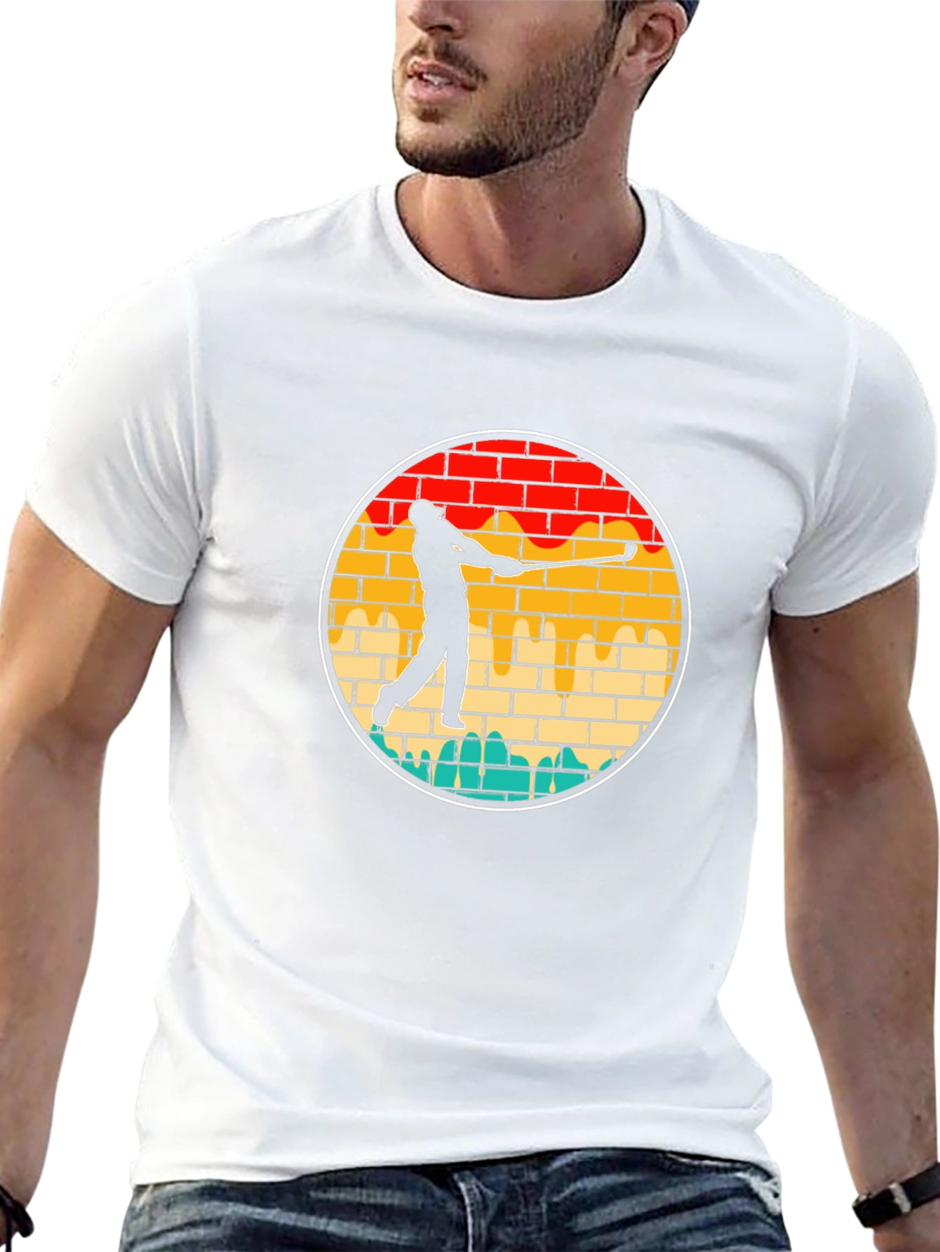 Golf Swing Brick Wall Graphic Tee - Black