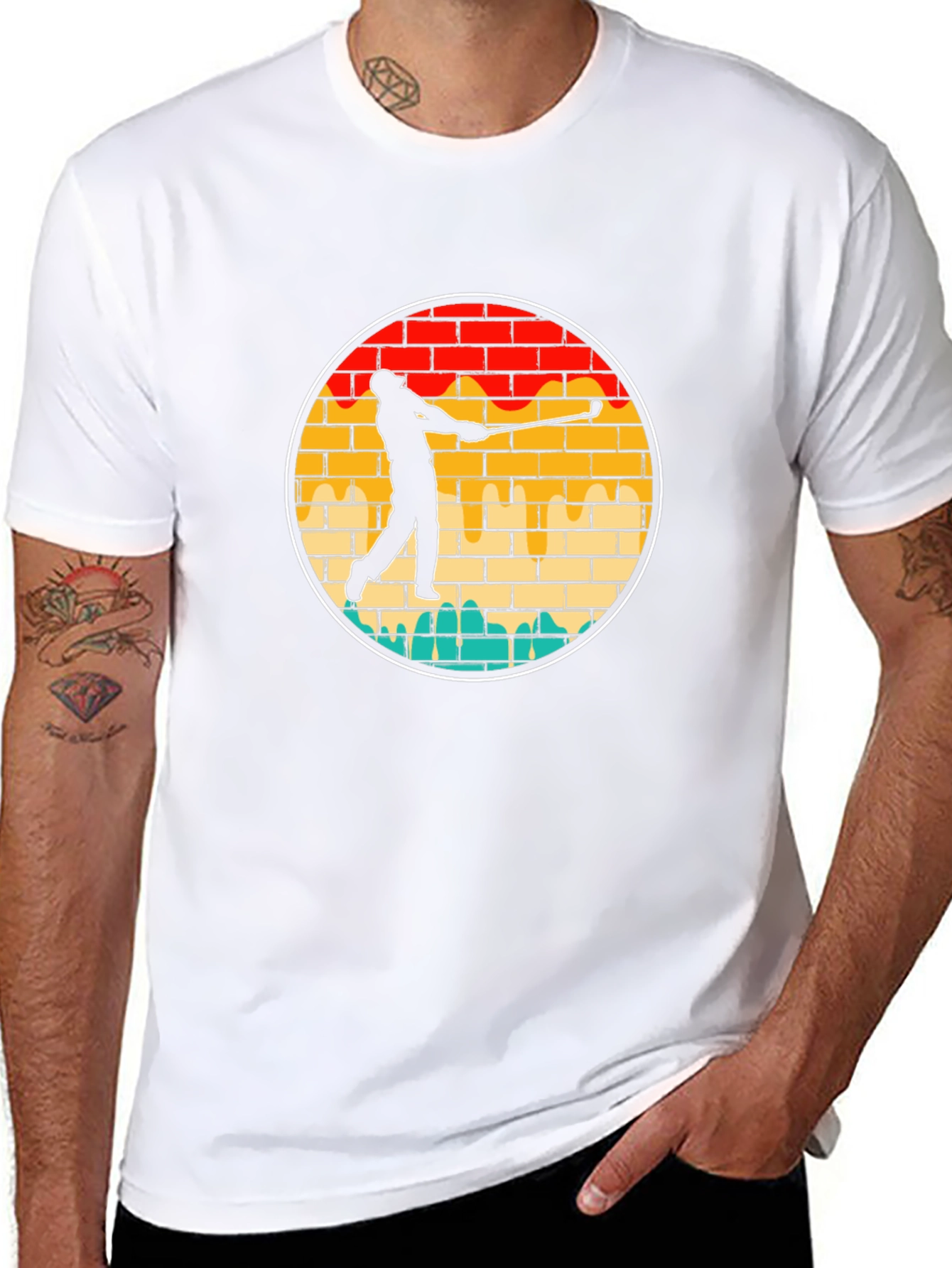 Golf Swing Brick Wall Graphic Tee - Black