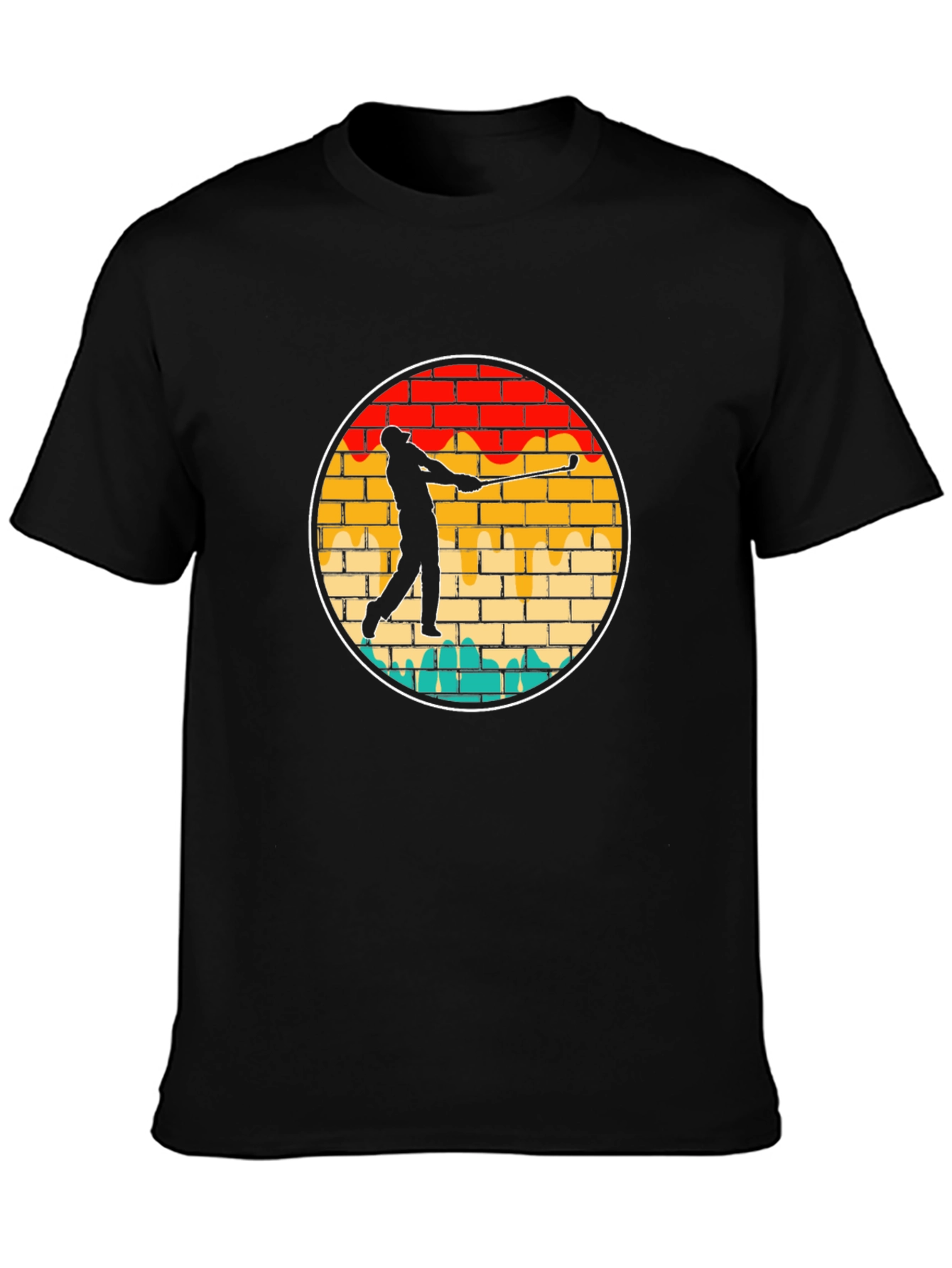 Golf Swing Brick Wall Graphic Tee - Black