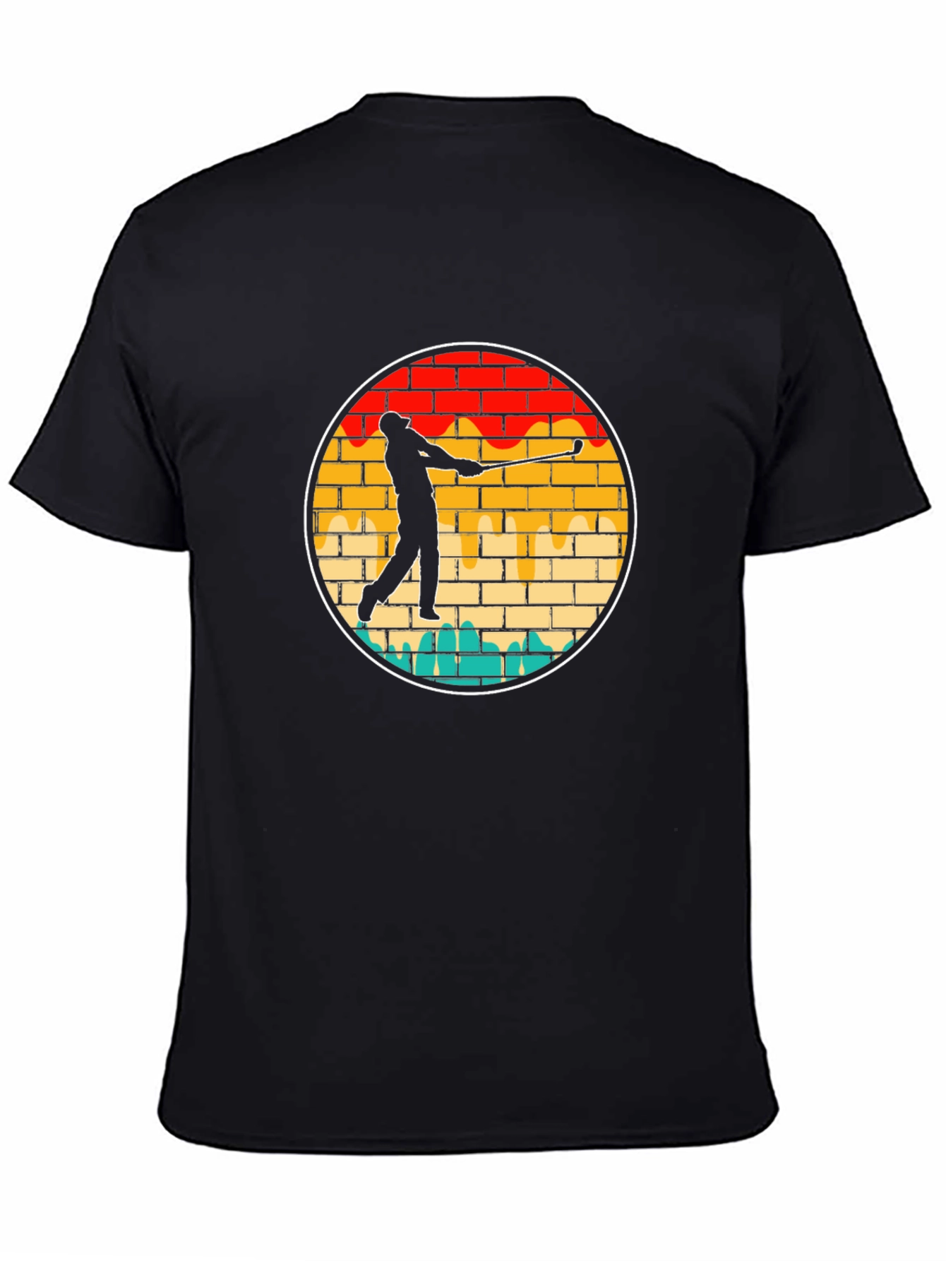 Golf Swing Brick Wall Graphic Tee - Black