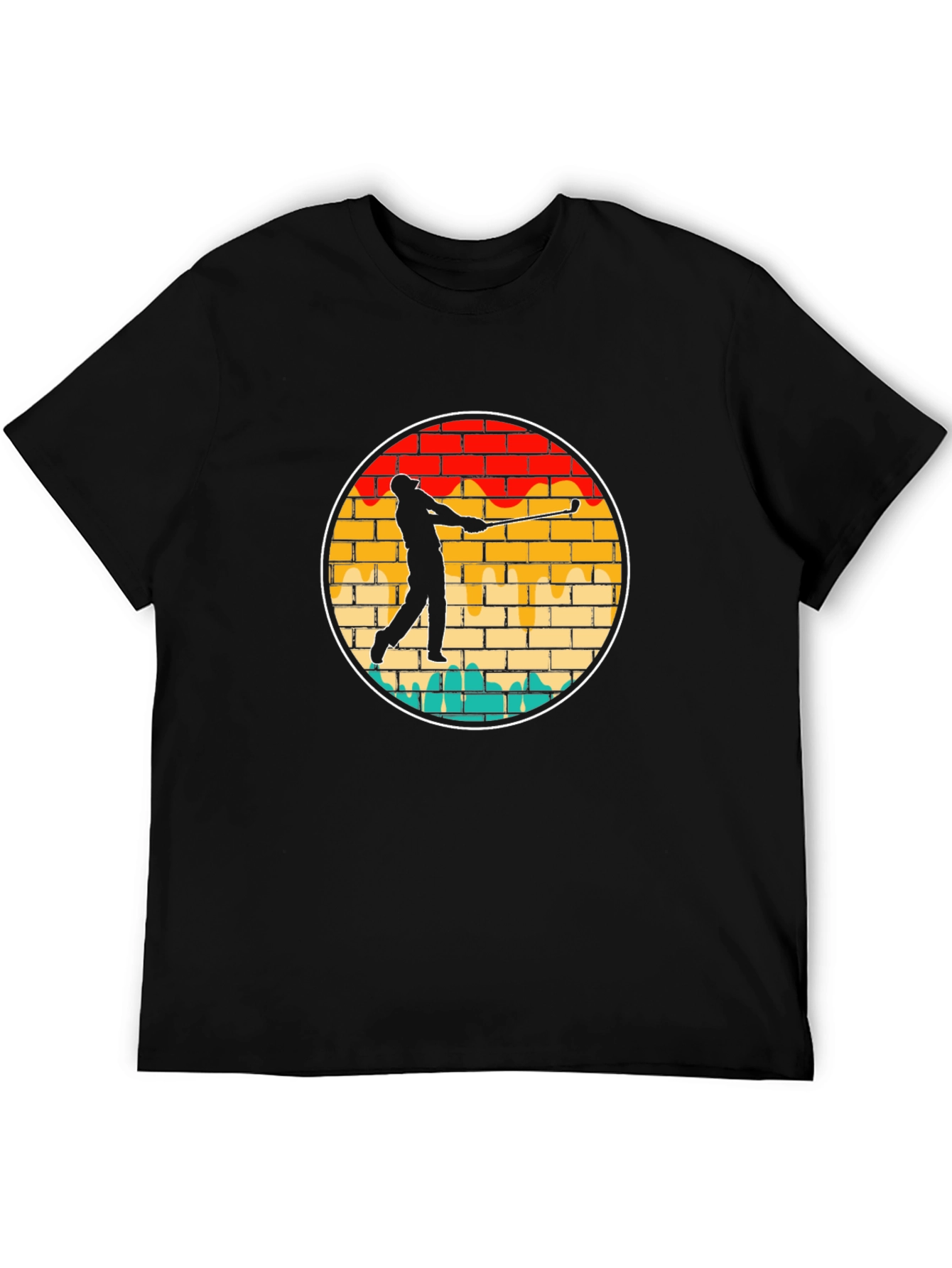 Golf Swing Brick Wall Graphic Tee - Black