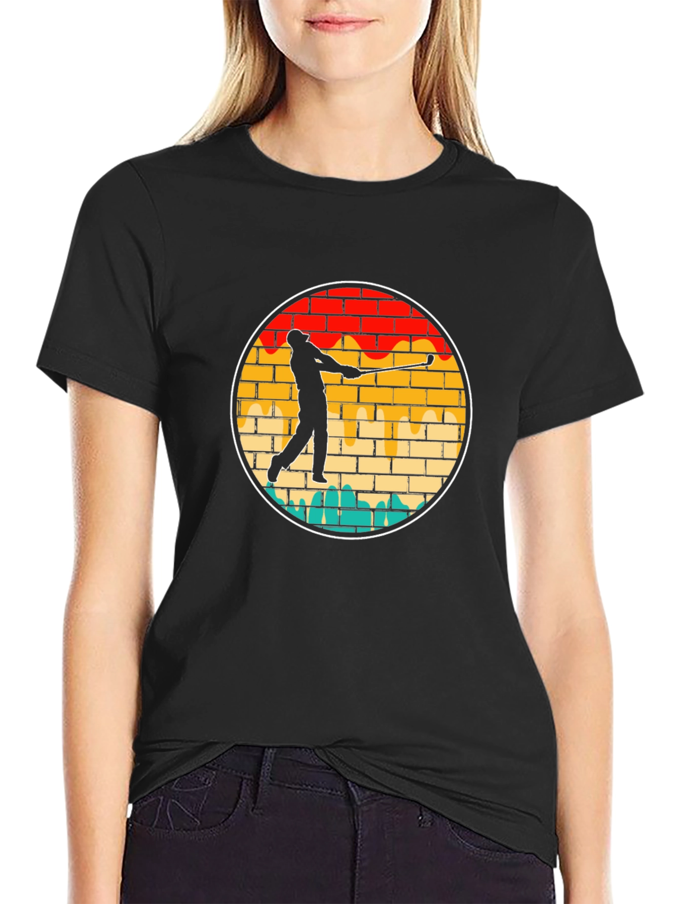 Golf Swing Brick Wall Graphic Tee - Black