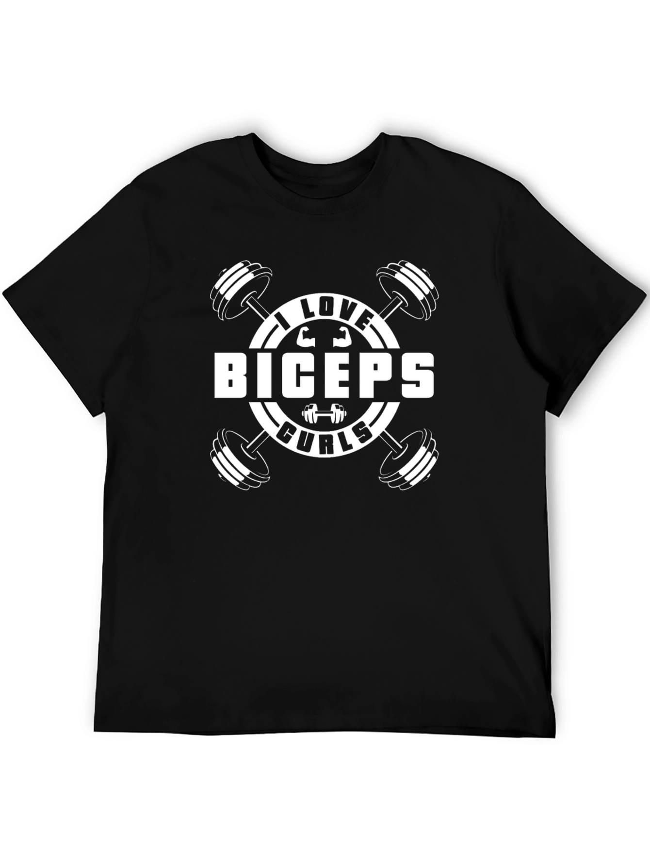 I Love Biceps Curls Black T-Shirt