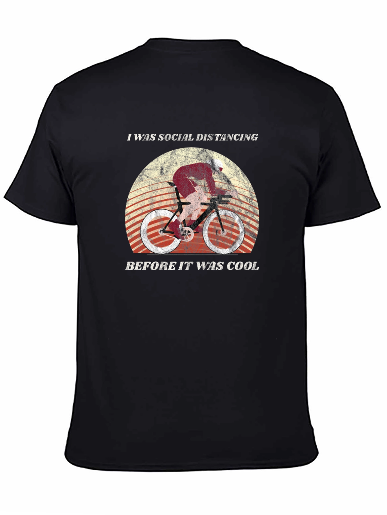 Social Distancing Cyclist Black Graphic Tee