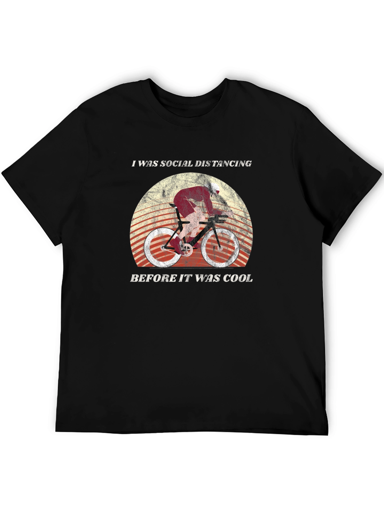 Social Distancing Cyclist Black Graphic Tee