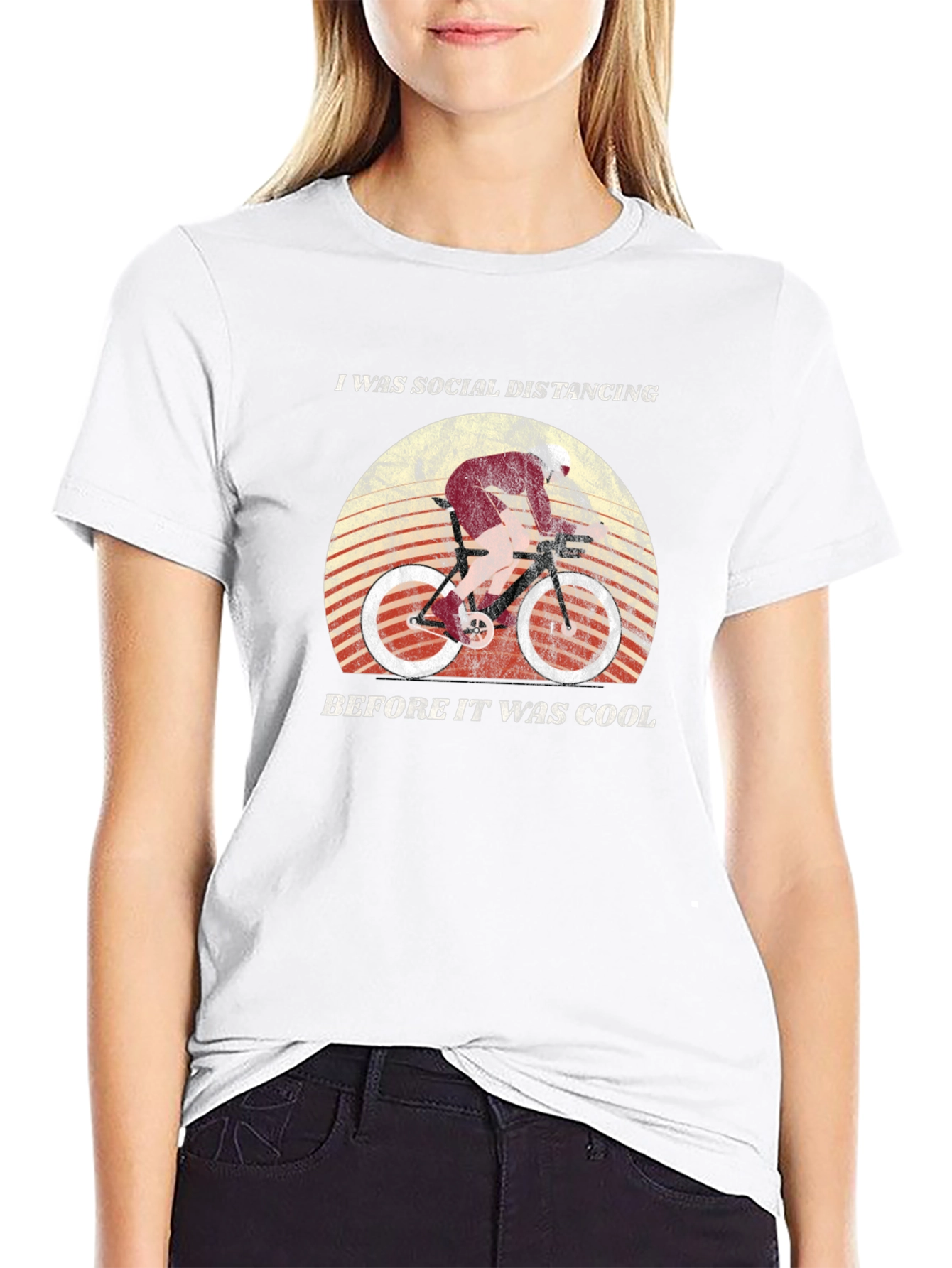 Social Distancing Cyclist Black Graphic Tee