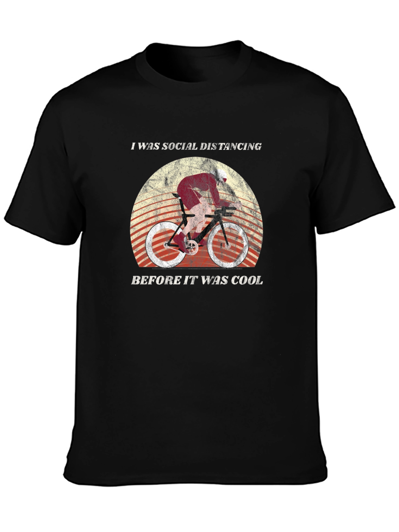 Social Distancing Cyclist Black Graphic Tee