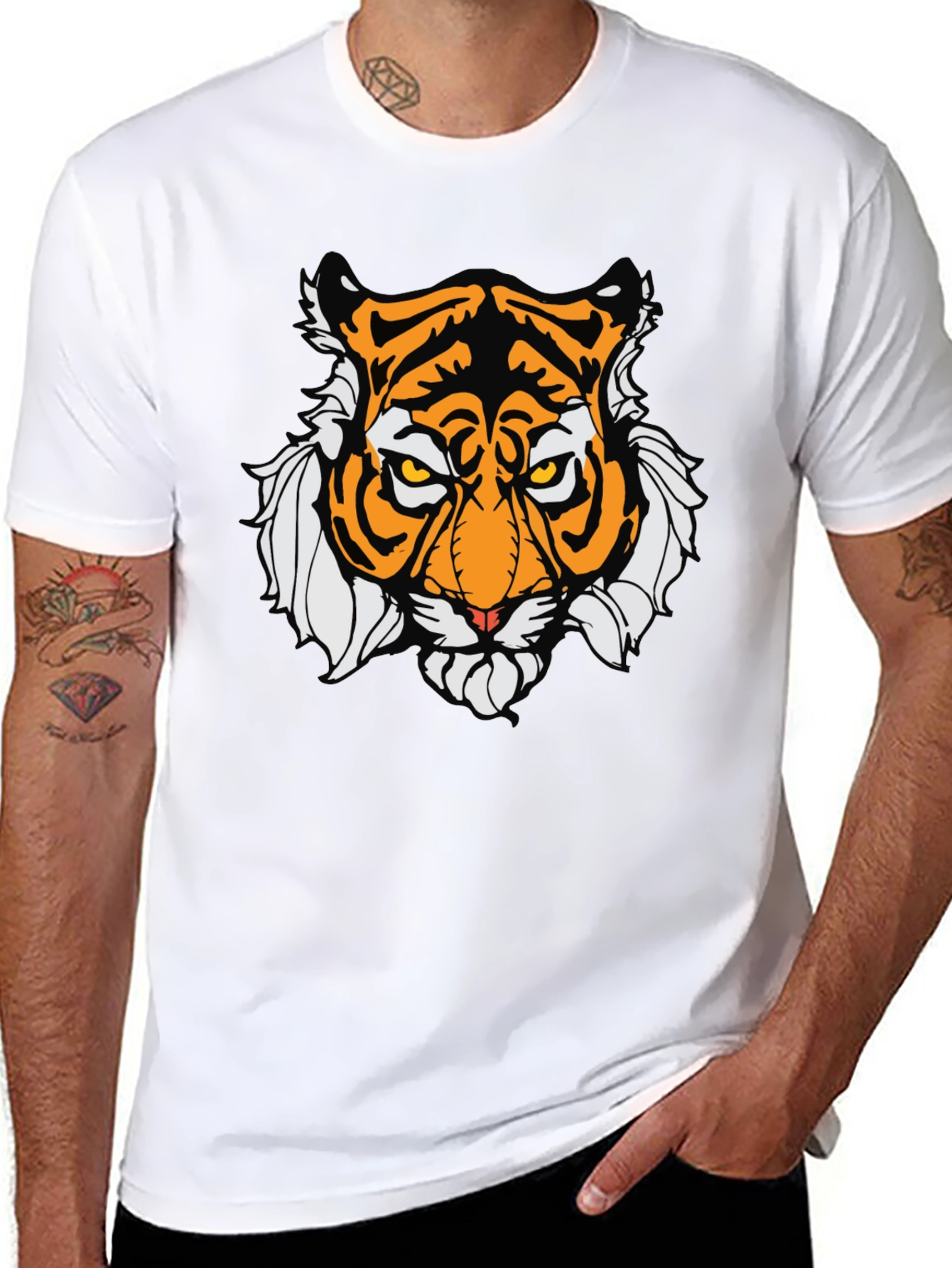 Bold Tiger Graphic Tee - Mens Black T-Shirt