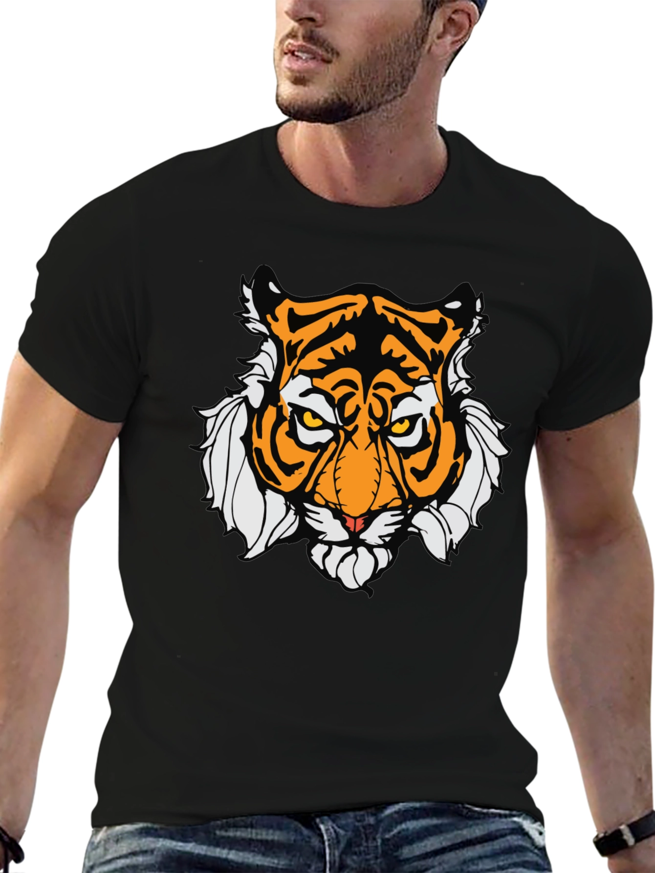 Bold Tiger Graphic Tee - Mens Black T-Shirt