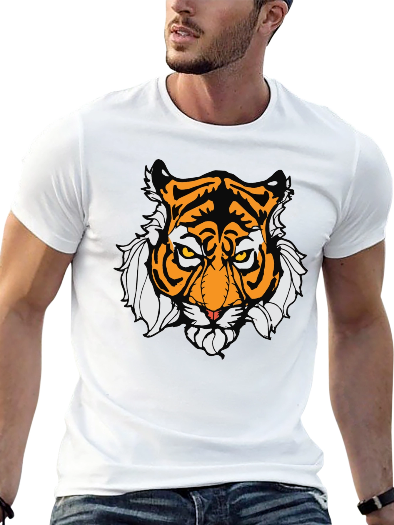 Bold Tiger Graphic Tee - Mens Black T-Shirt