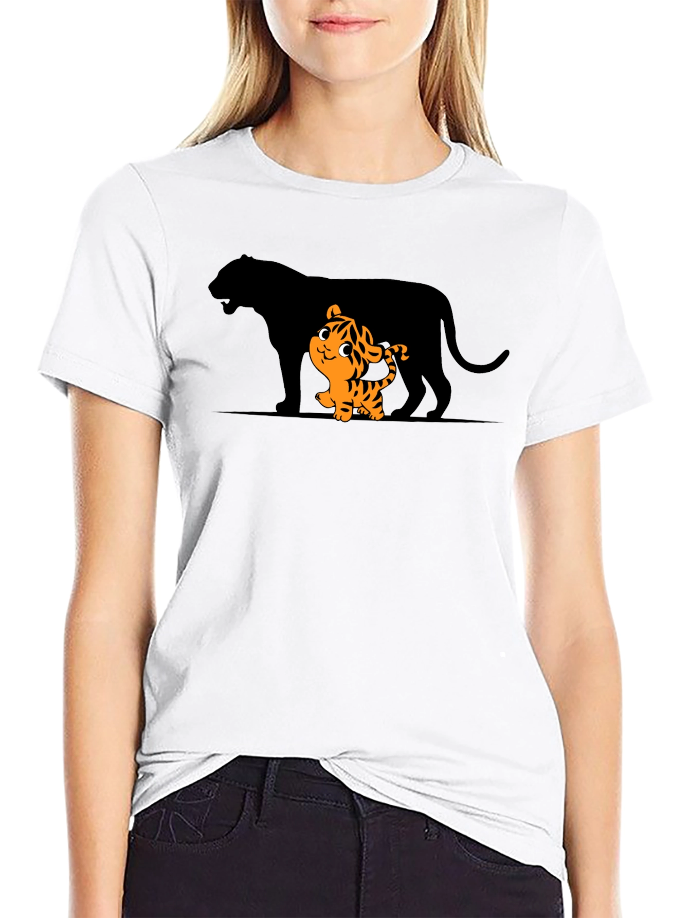 Tiger Cub & Shadow Graphic T-Shirt - Black