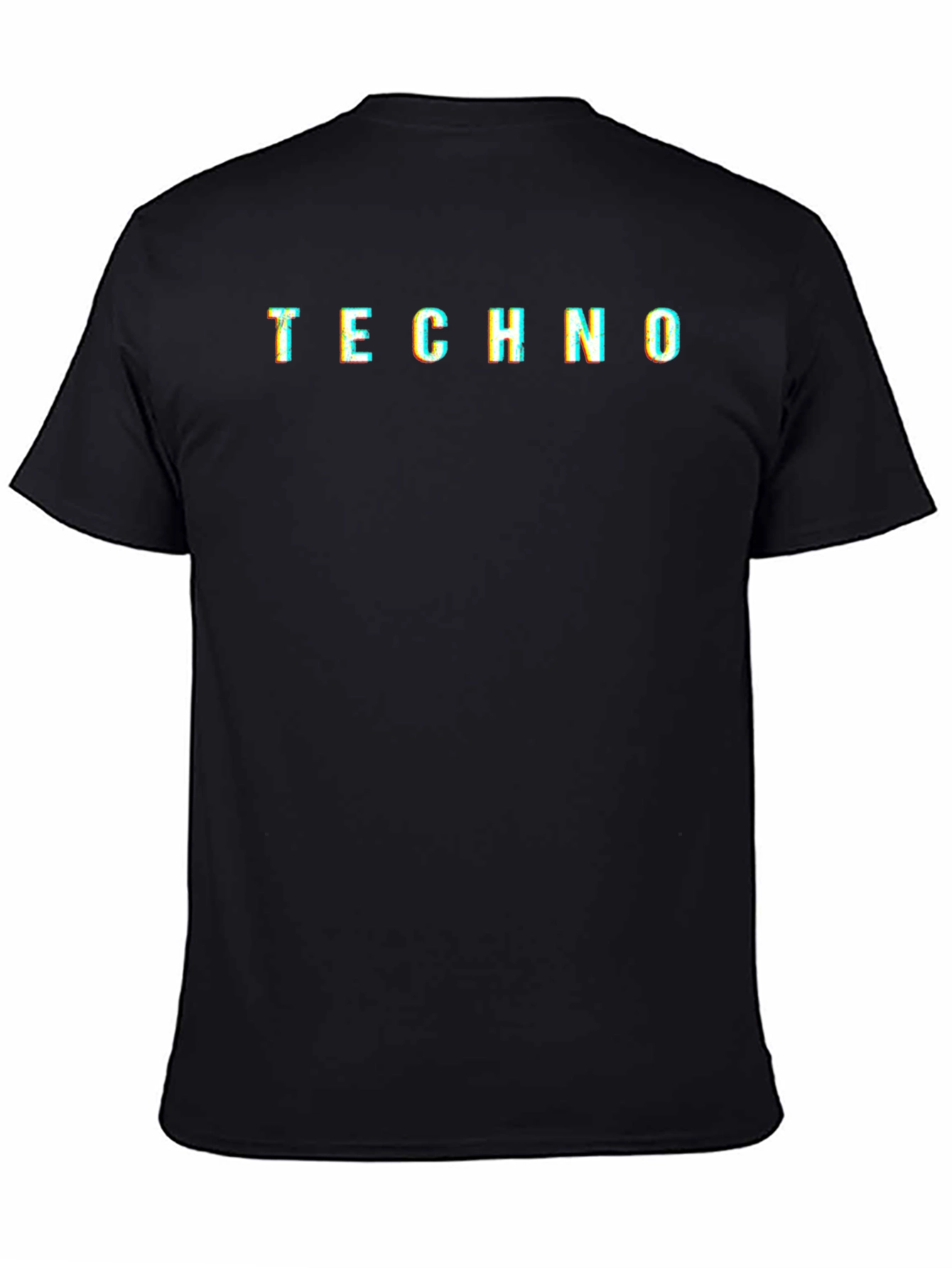 Techno Graphic Tee - Glitch Style Black T-Shirt