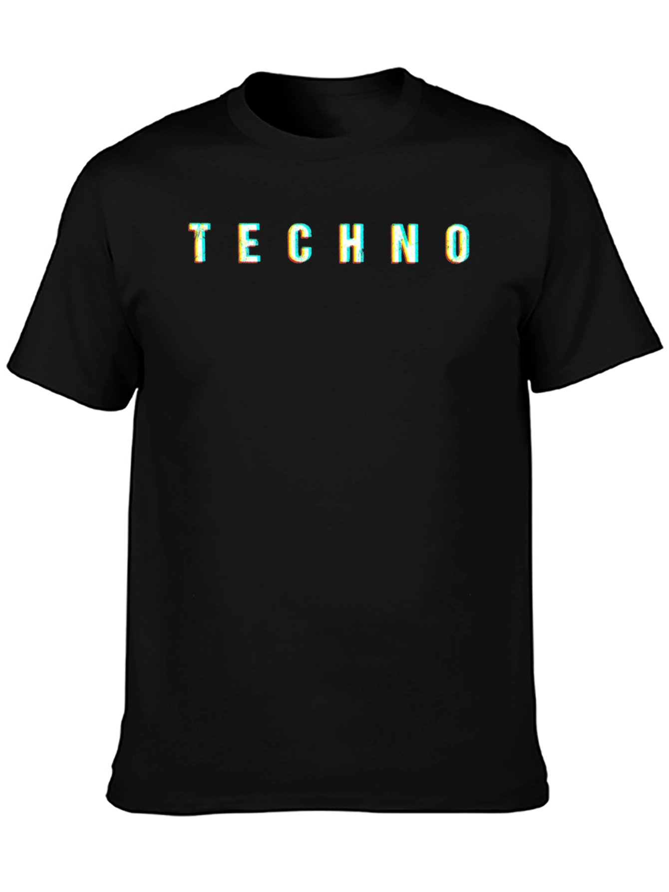 Techno Graphic Tee - Glitch Style Black T-Shirt