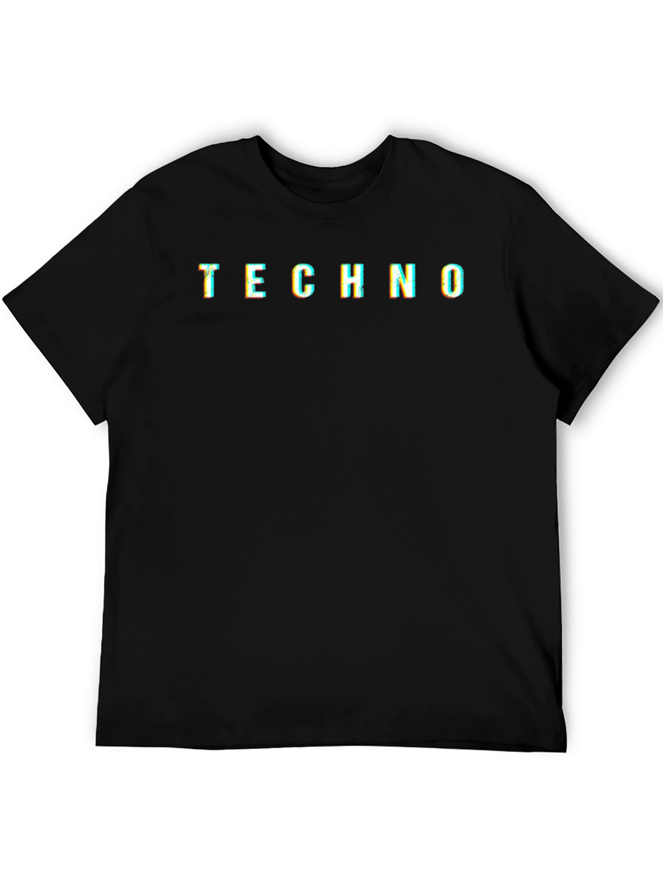 Techno Graphic Tee - Glitch Style Black T-Shirt