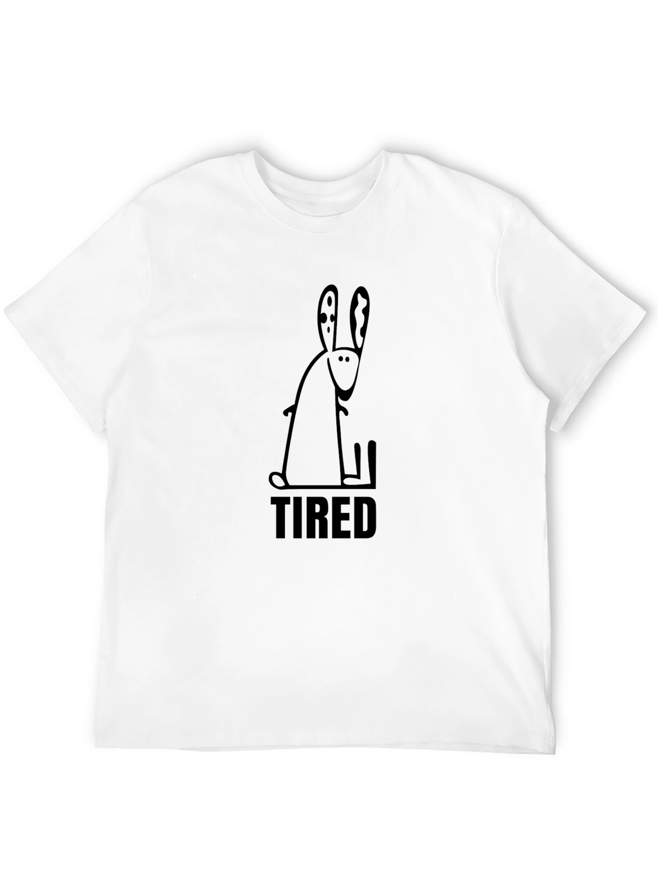 Tired Rabbit Graphic T-Shirt - Black Cotton Blend