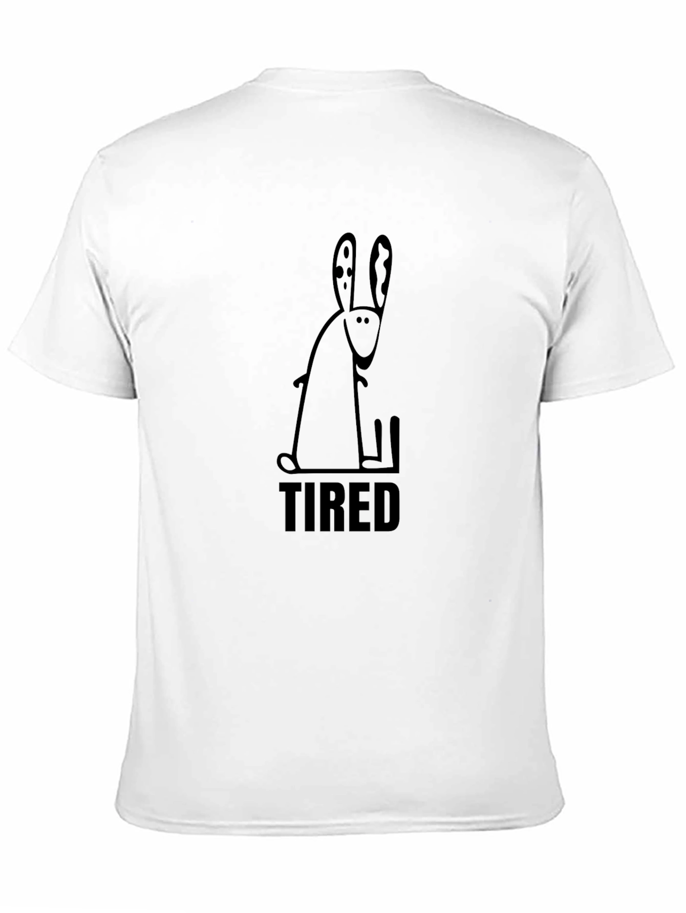 Tired Rabbit Graphic T-Shirt - Black Cotton Blend