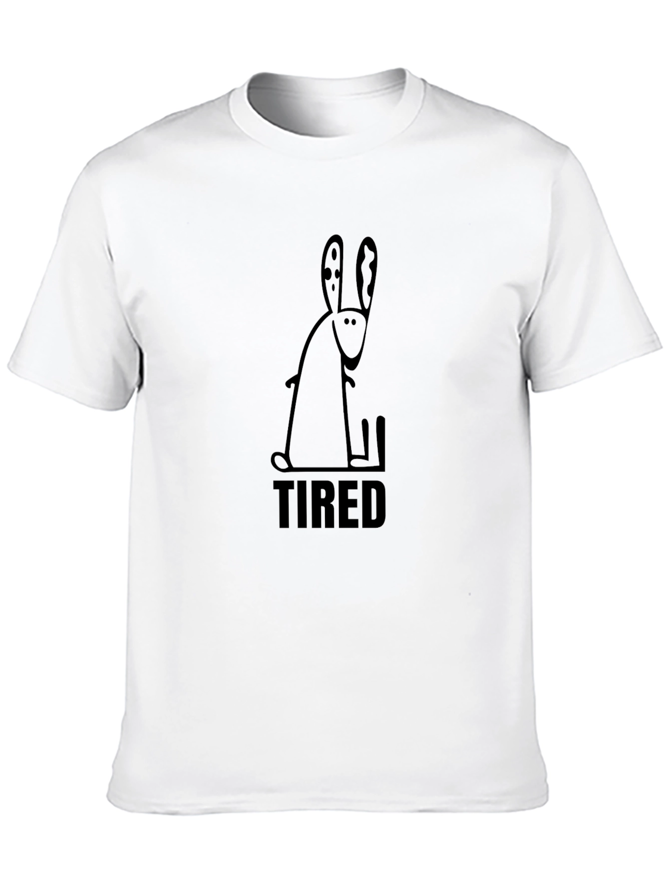 Tired Rabbit Graphic T-Shirt - Black Cotton Blend