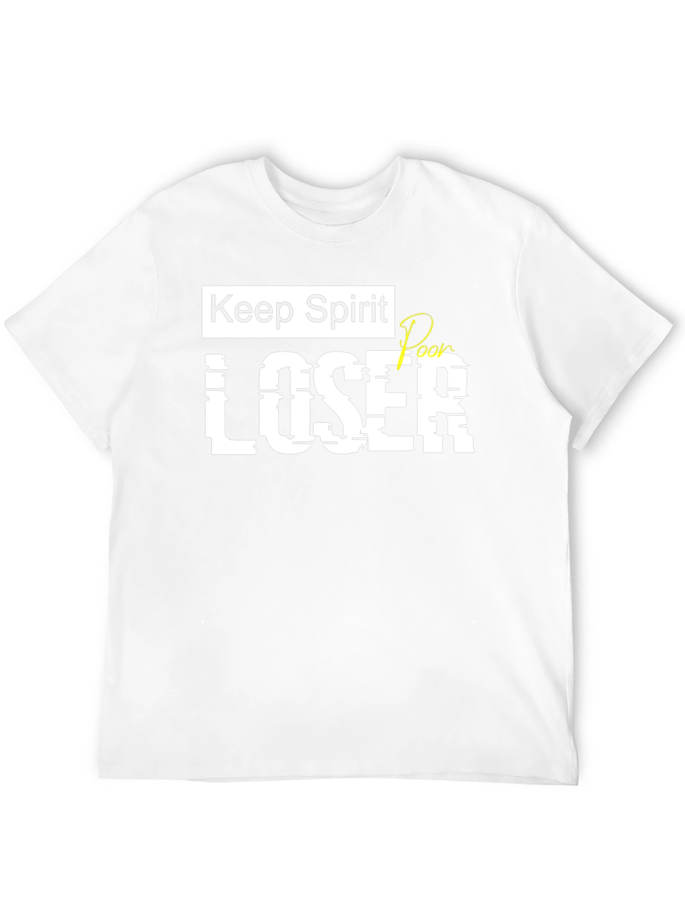 Keep Spirit Poor Loser Mens Black Graphic T-Shirt