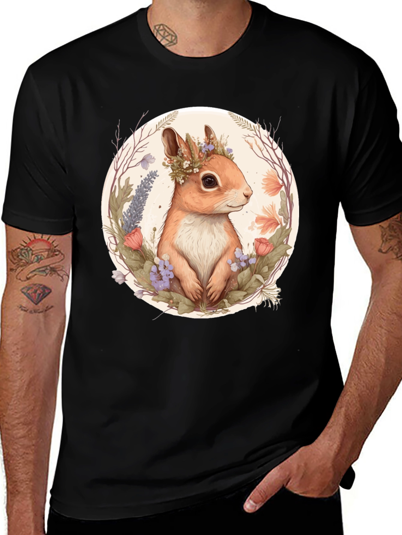 Squirrel Floral Crown Graphic Tee