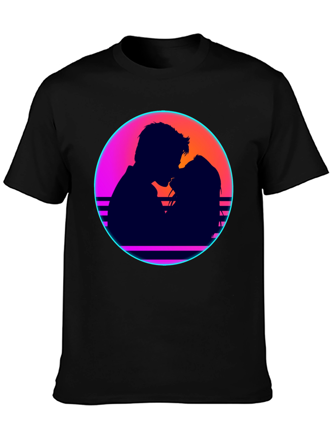 Retro Sunset Couple Graphic Tee - Stylish Comfort