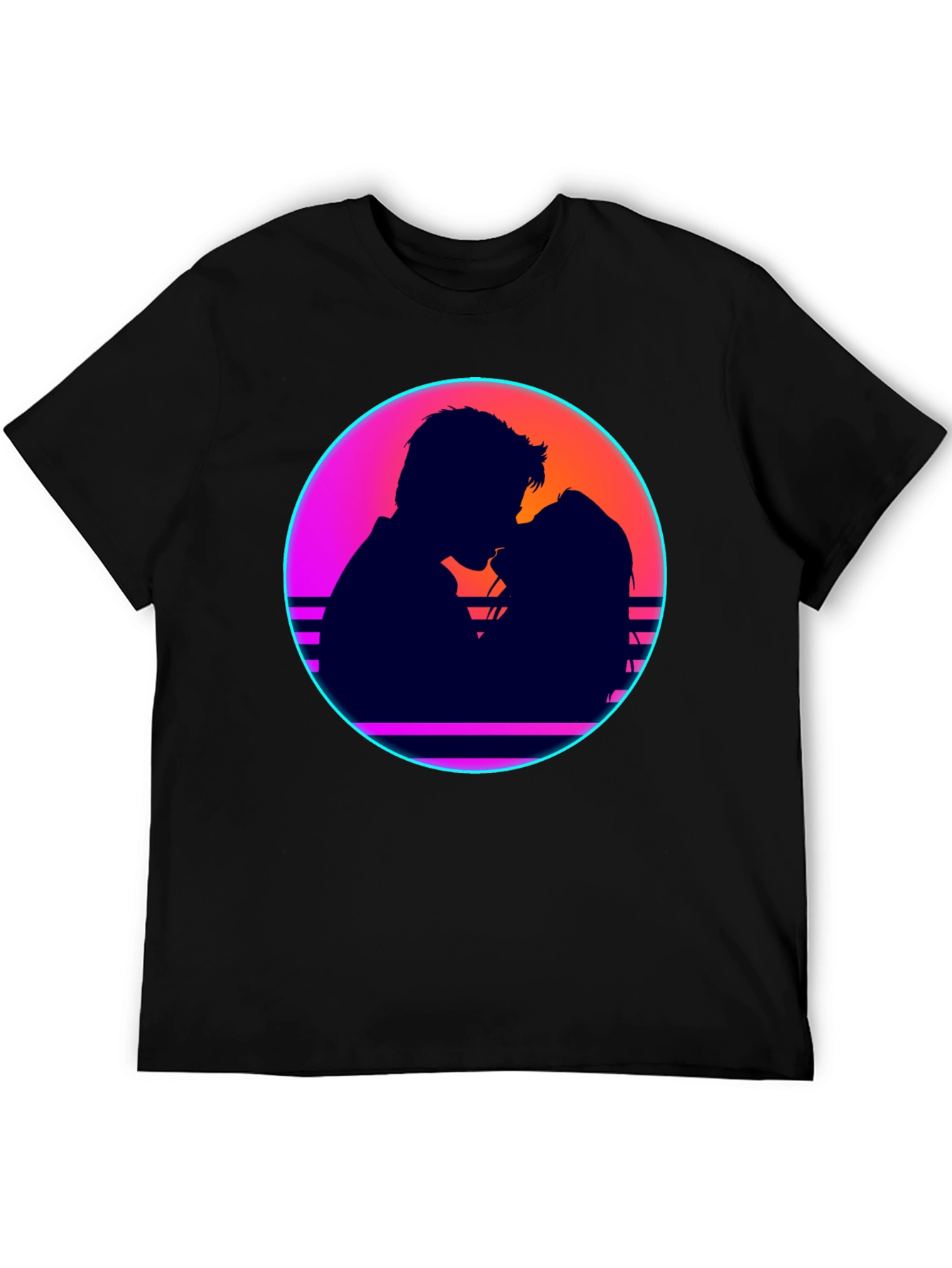 Retro Sunset Couple Graphic Tee - Stylish Comfort