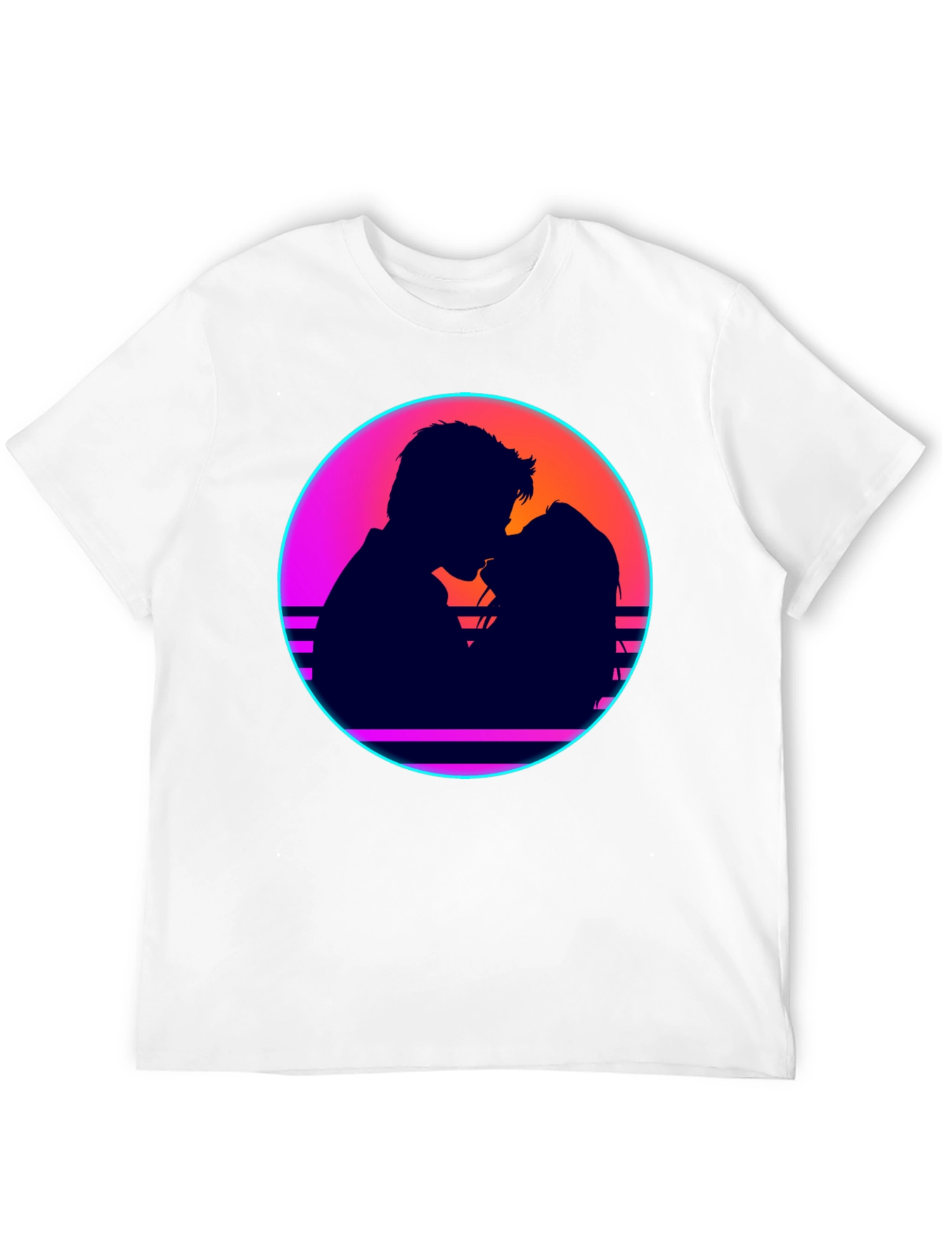 Retro Sunset Couple Graphic Tee - Stylish Comfort