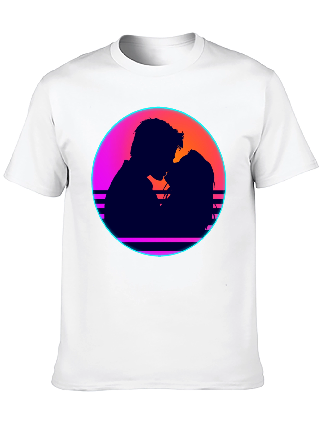 Retro Sunset Couple Graphic Tee - Stylish Comfort