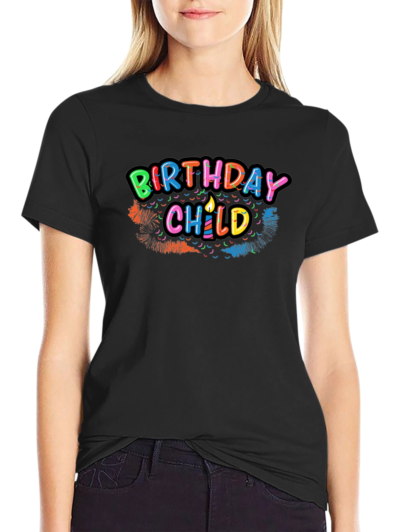 Birthday Child Graphic Tee - Black Cotton Shirt