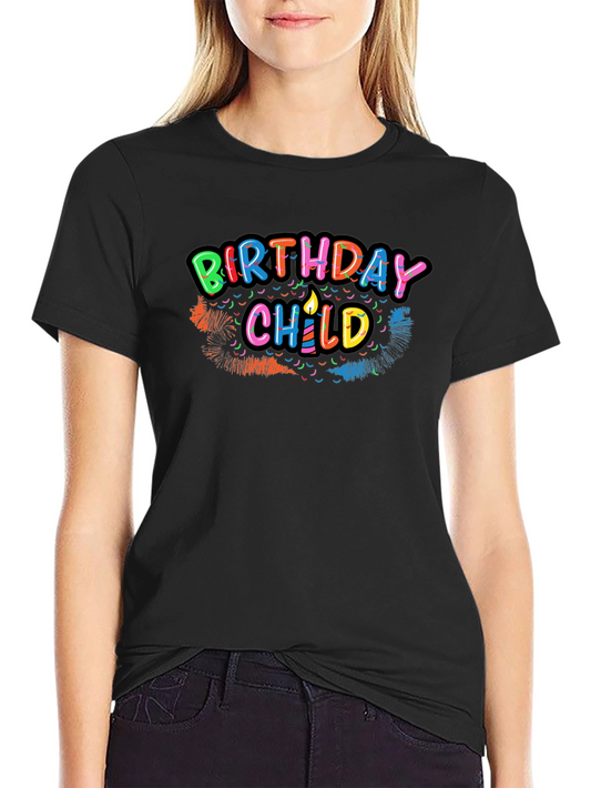 Birthday Child Graphic Tee - Black Cotton Shirt