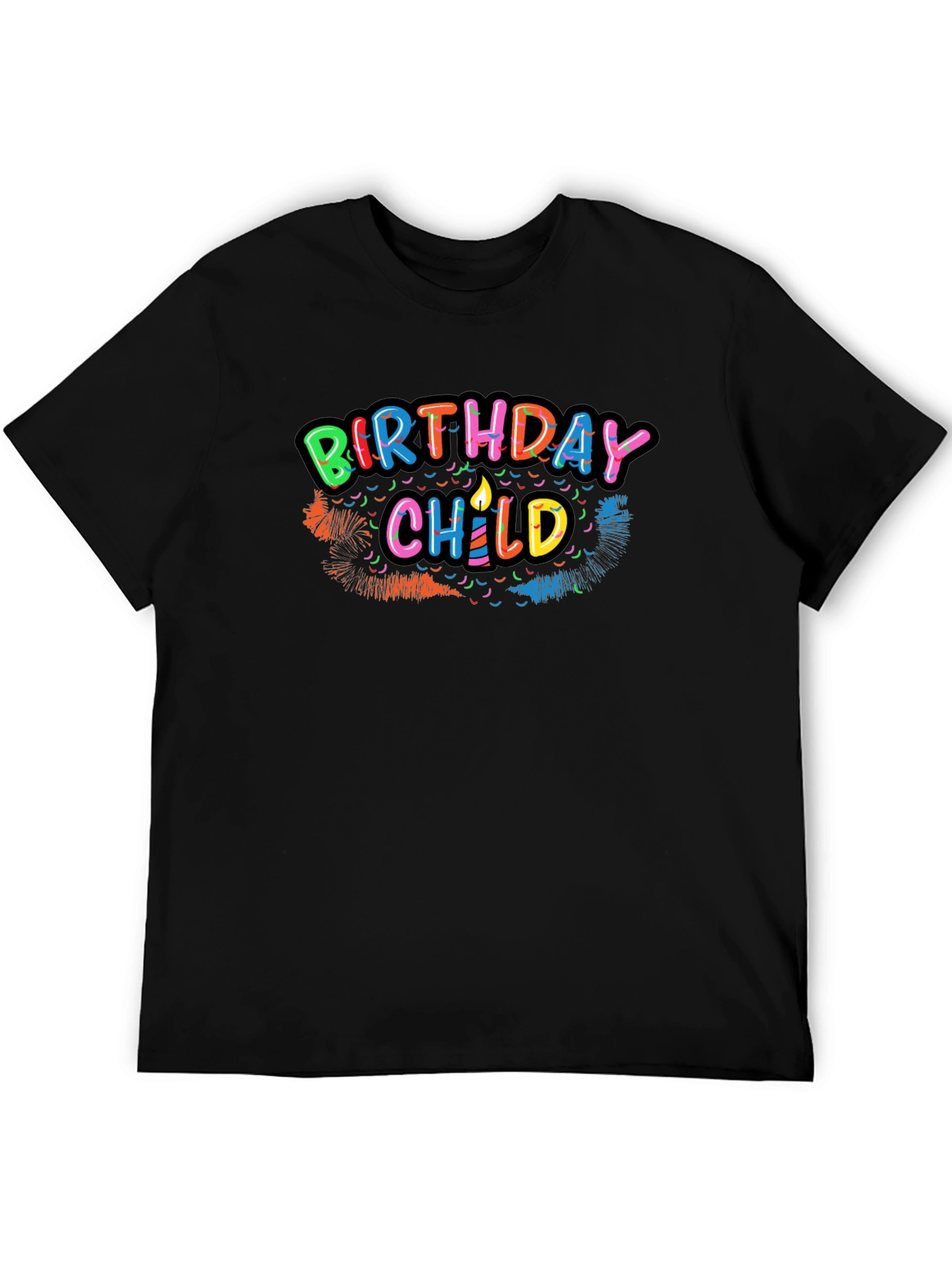 Birthday Child Graphic Tee - Black Cotton Shirt